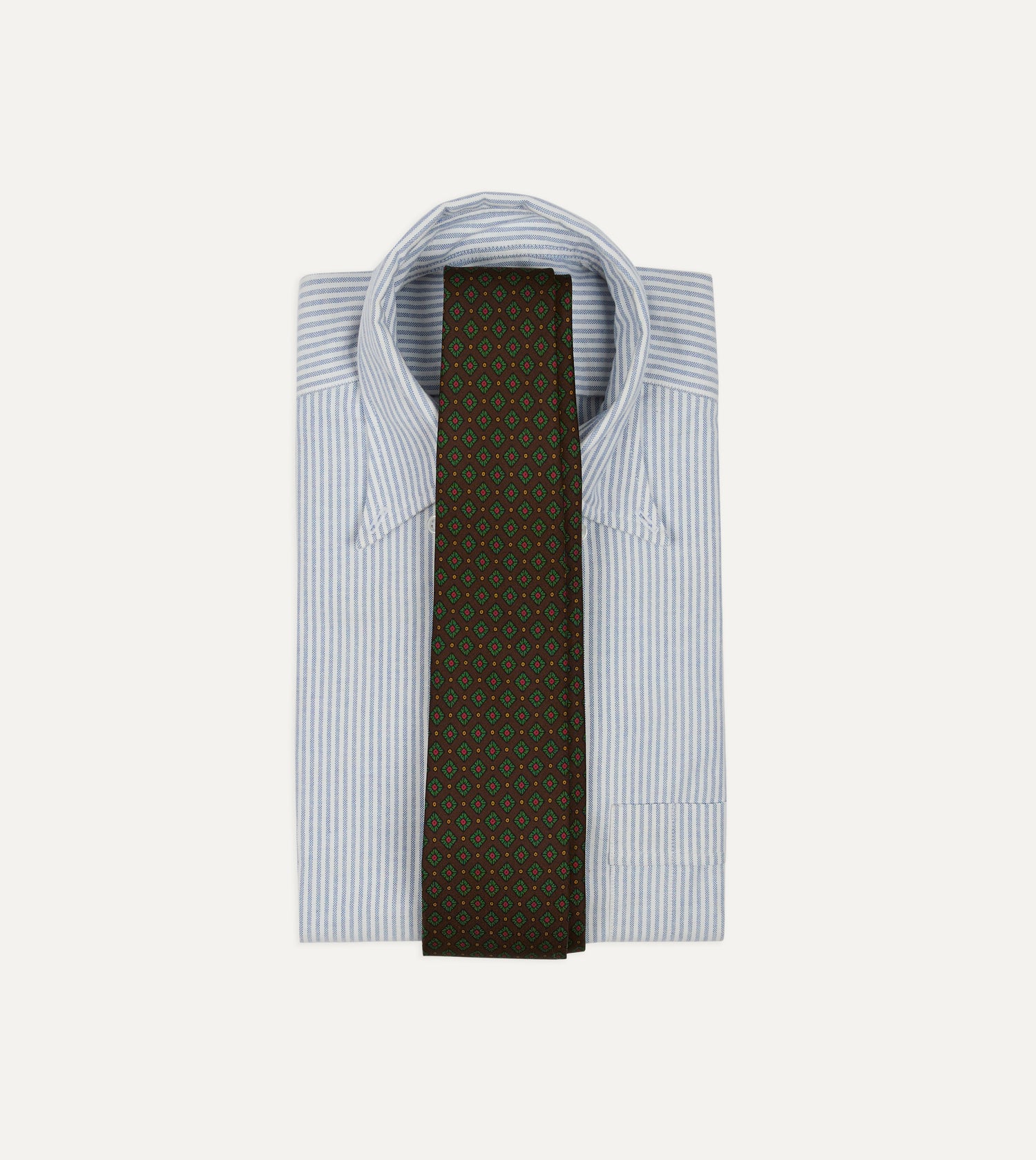 Brown Mini Squares Tile Print Silk Self-Tipped Tie