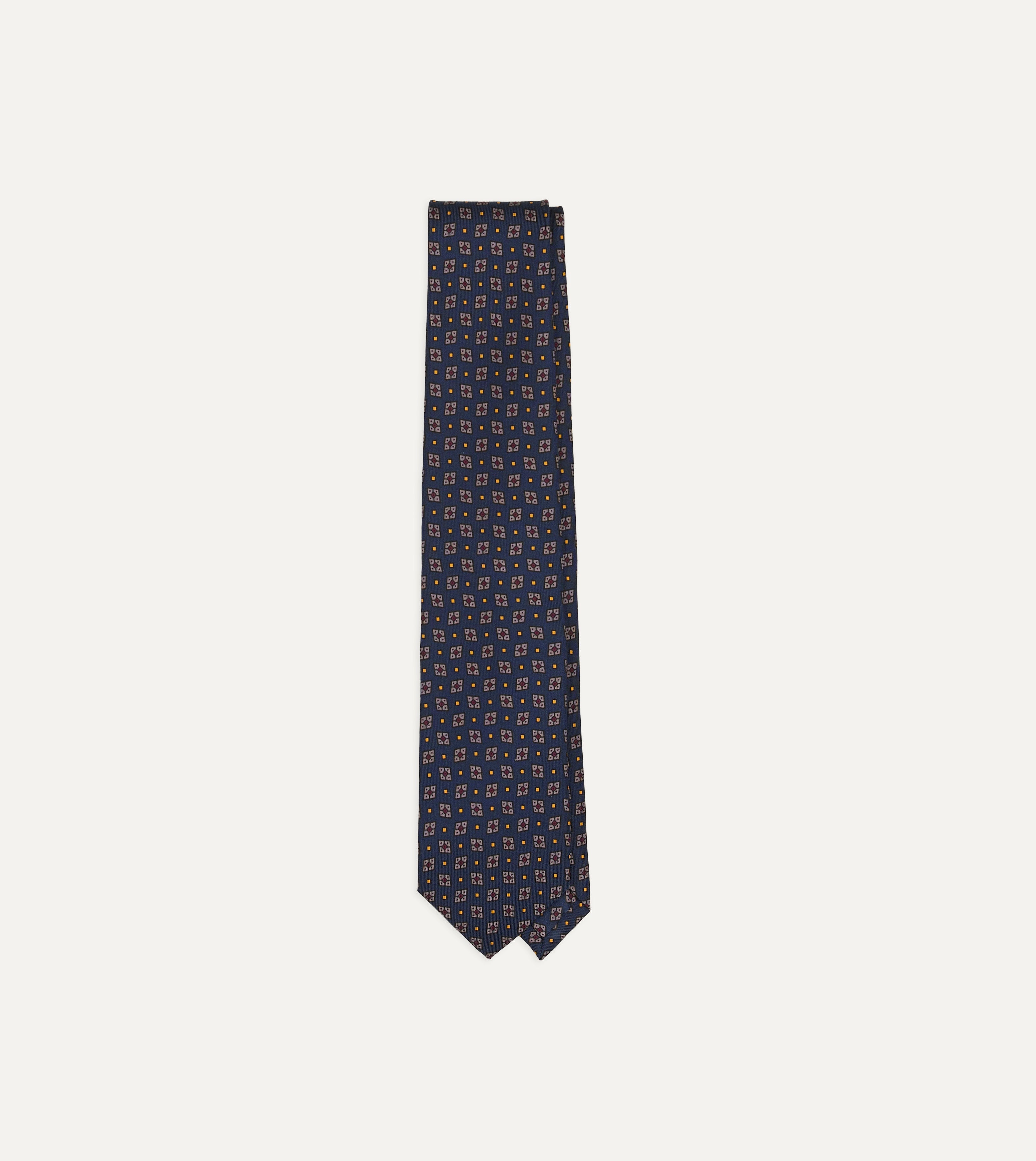 Blue Mini Diamonds Dot Print Silk Self-Tipped Tie