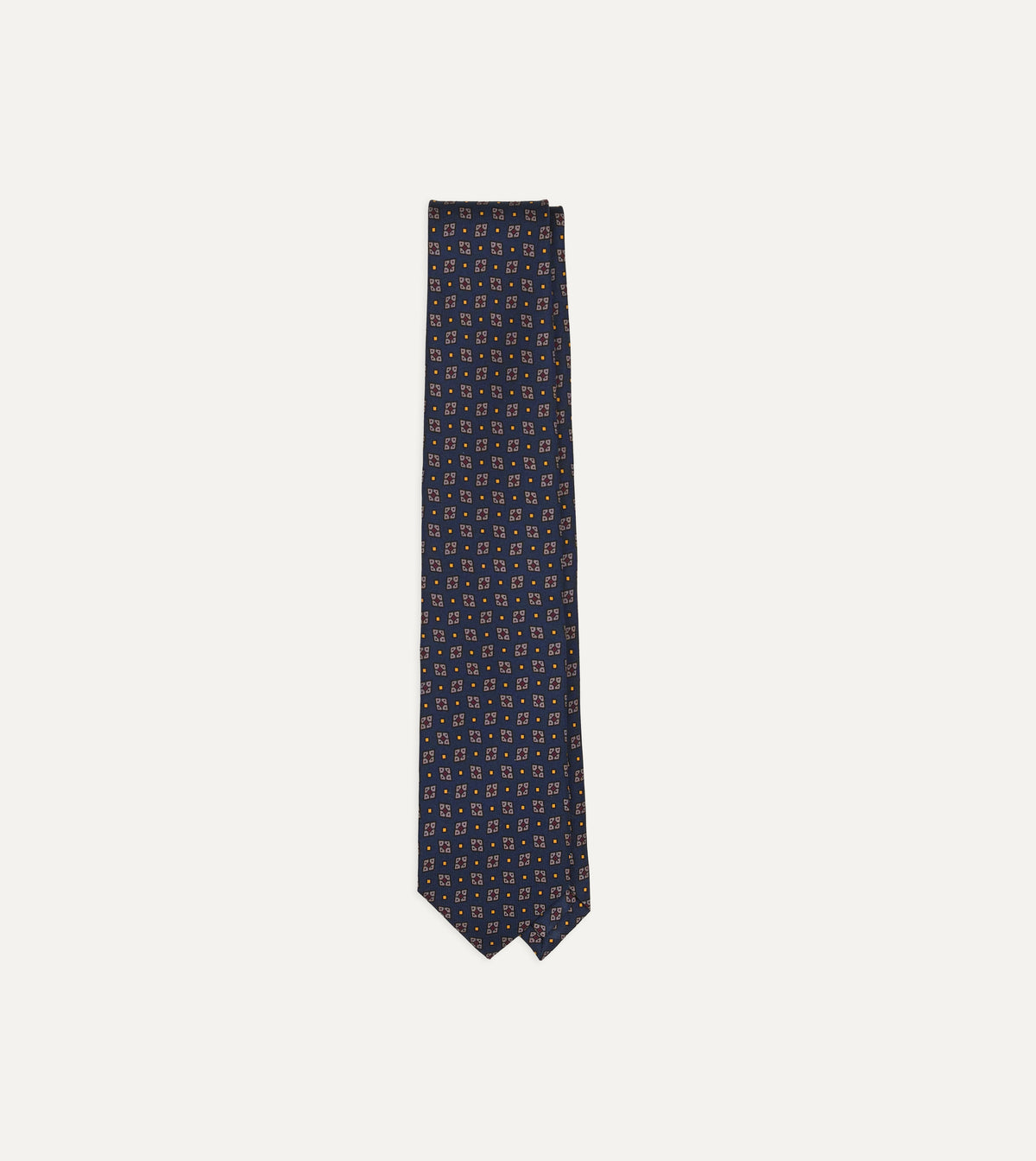 Blue Mini Diamonds Dot Print Silk Self-Tipped Tie