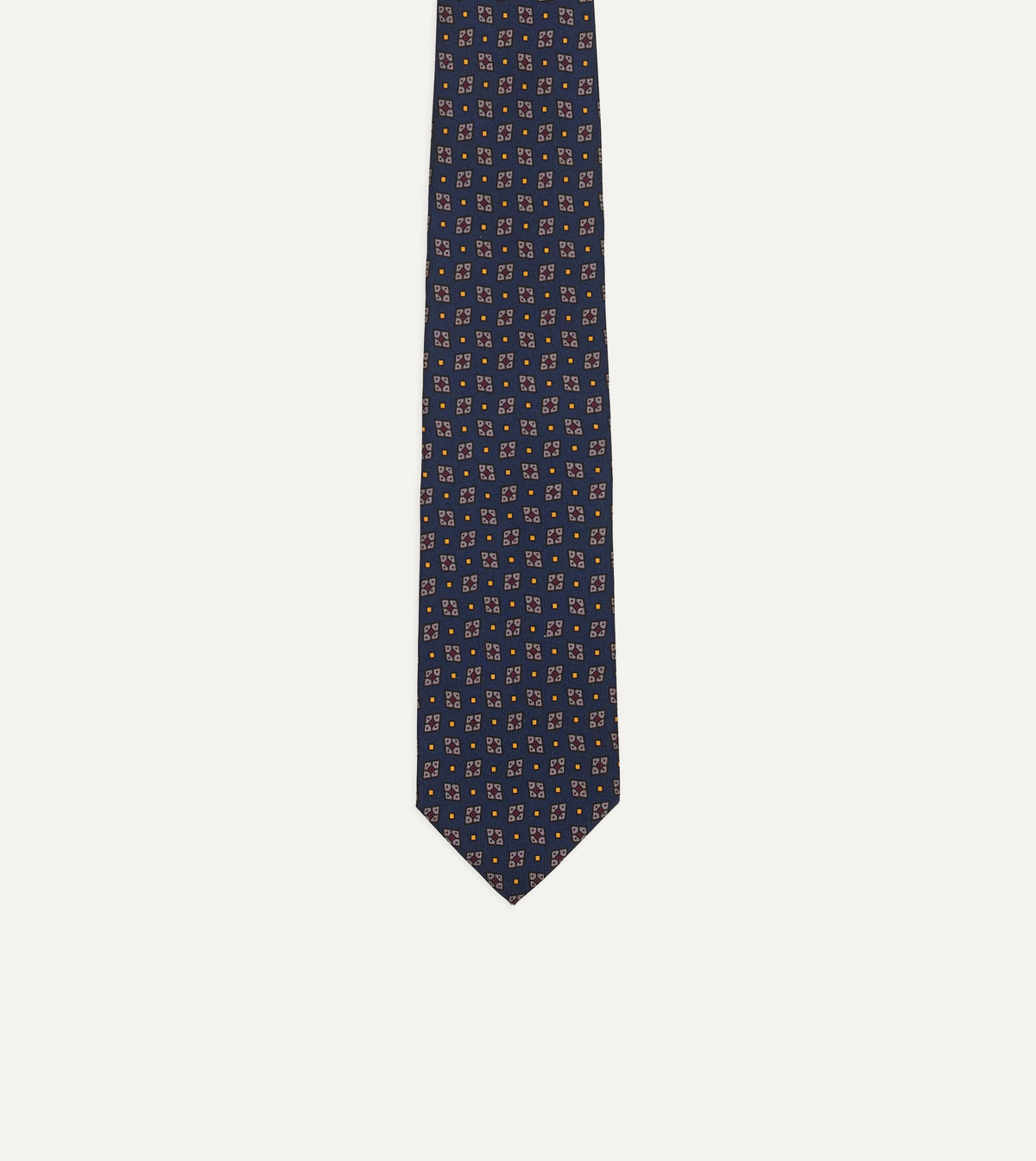 Blue Mini Diamonds Dot Print Silk Self-Tipped Tie