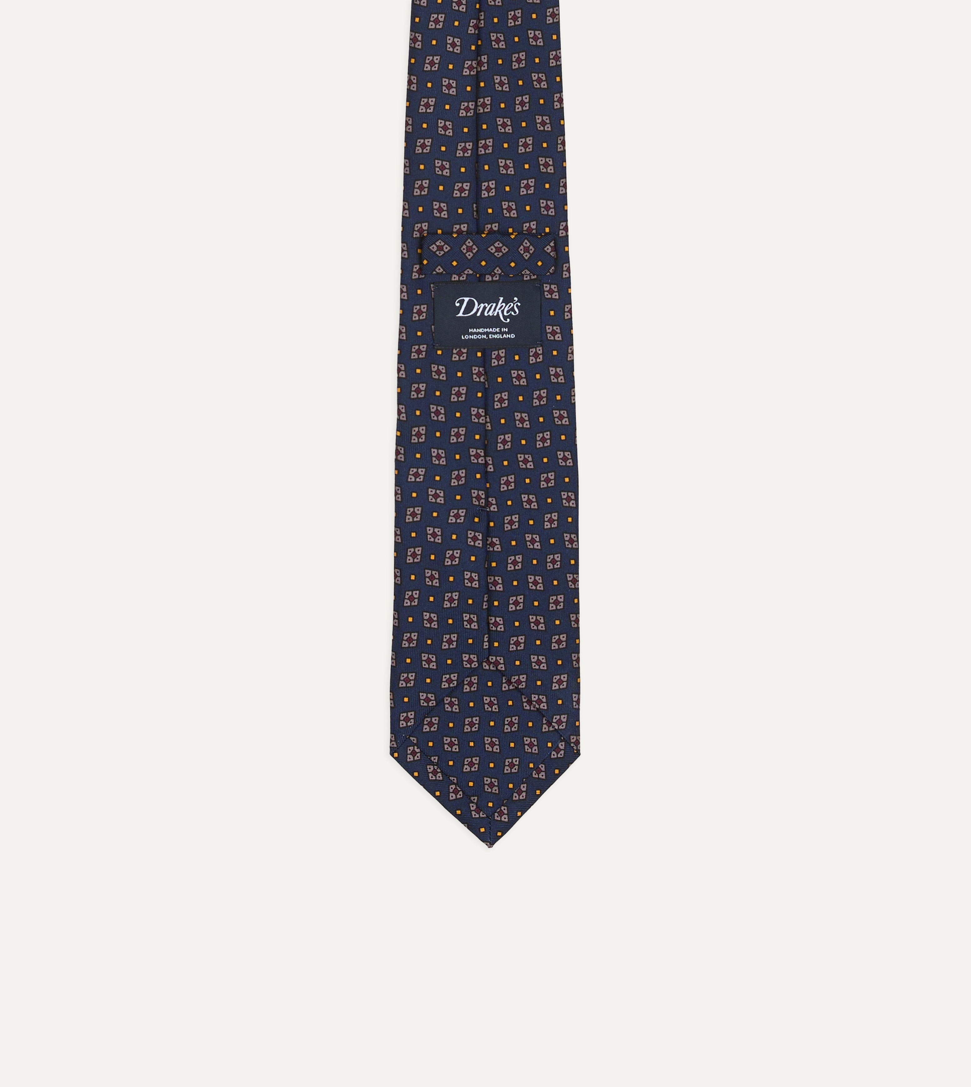 Blue Mini Diamonds Dot Print Silk Self-Tipped Tie