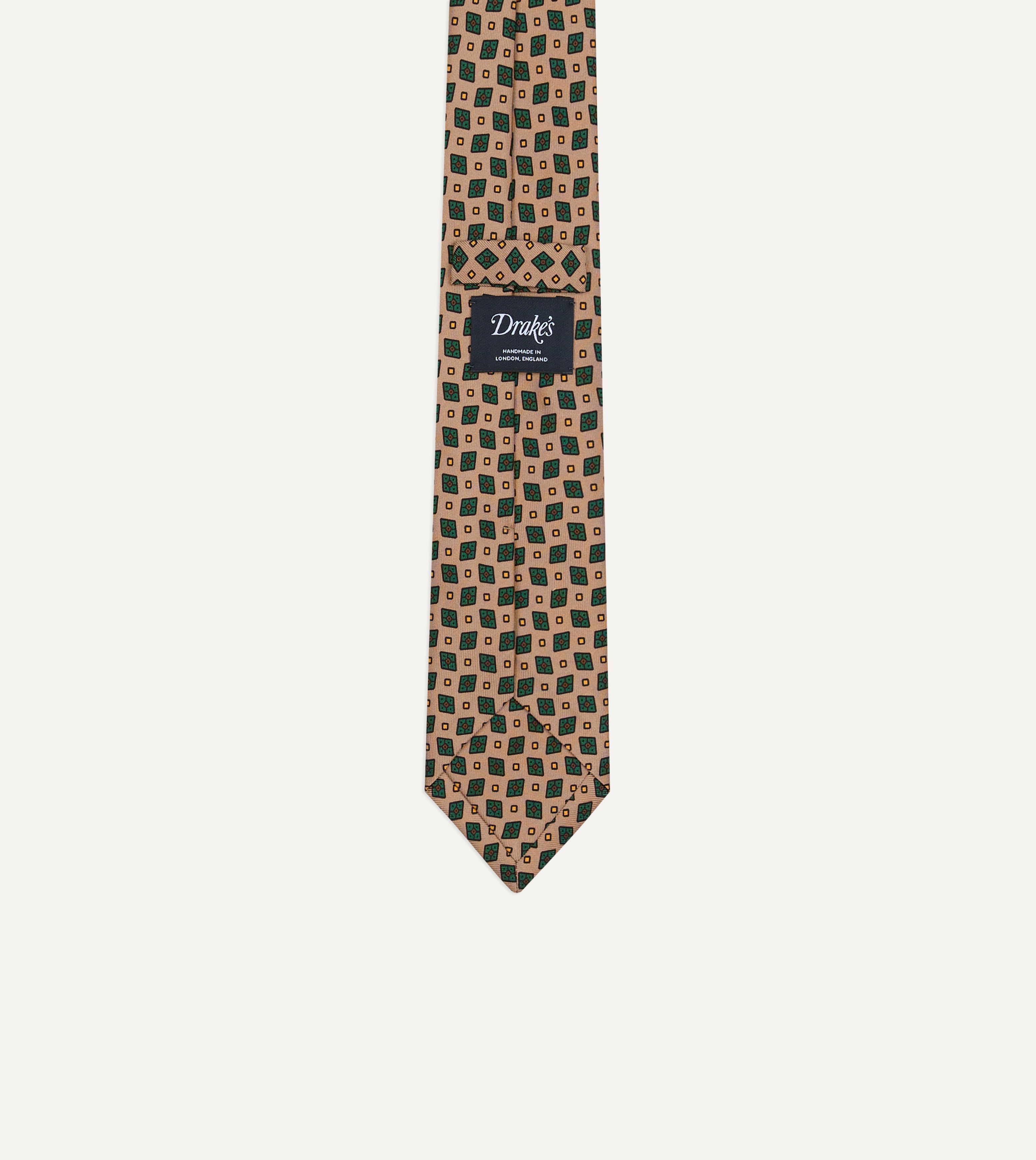 Brown Mini Diamonds Dot Print Silk Self-Tipped Tie