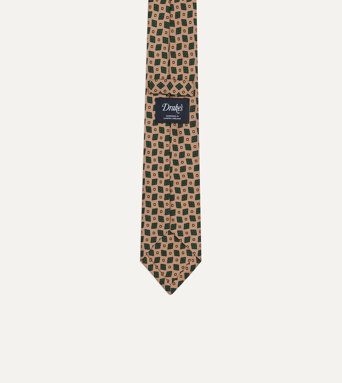 Brown Mini Diamonds Dot Print Silk Self-Tipped Tie