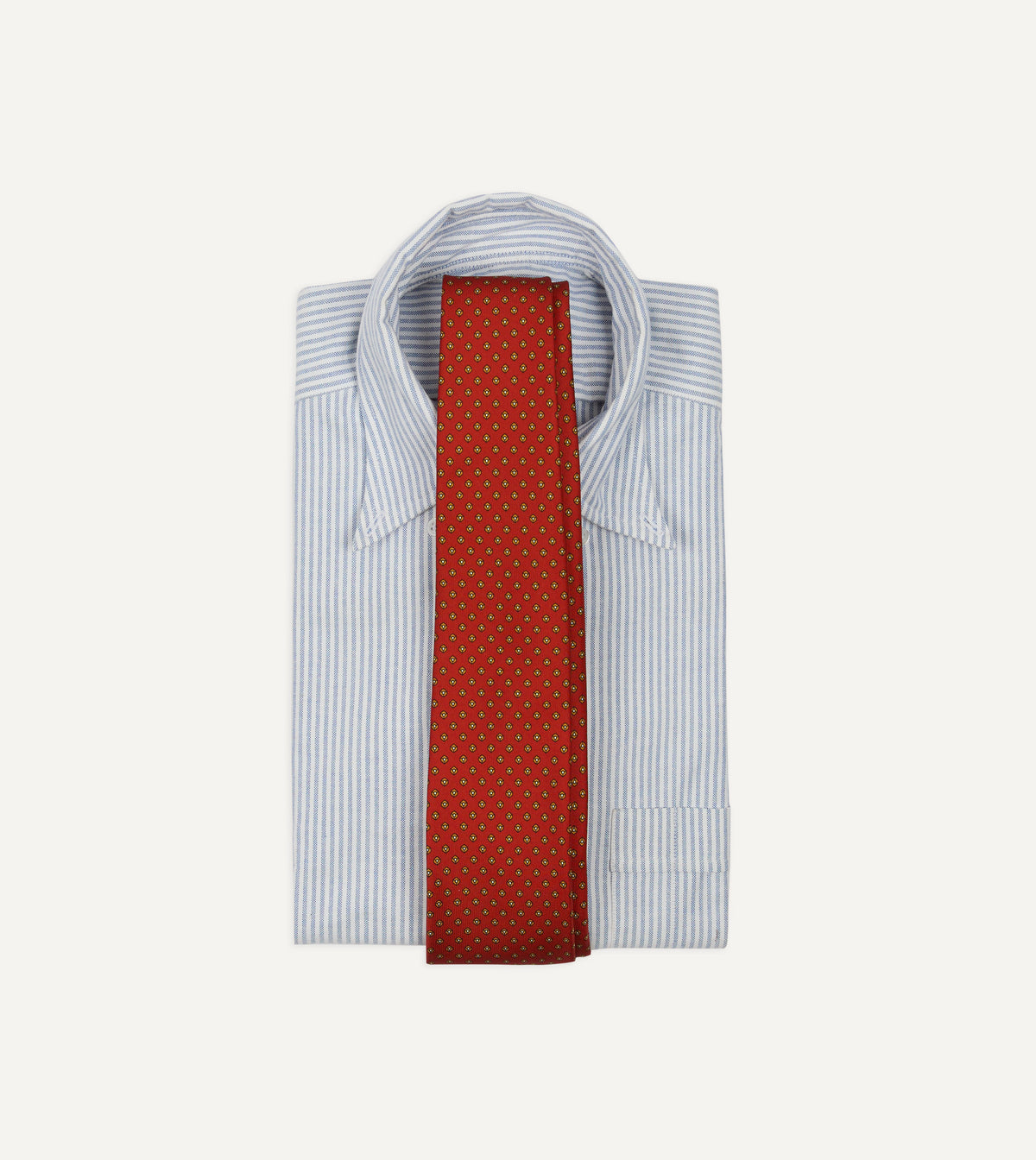 Orange Mini Flowers Tile Print Silk Self-Tipped Tie