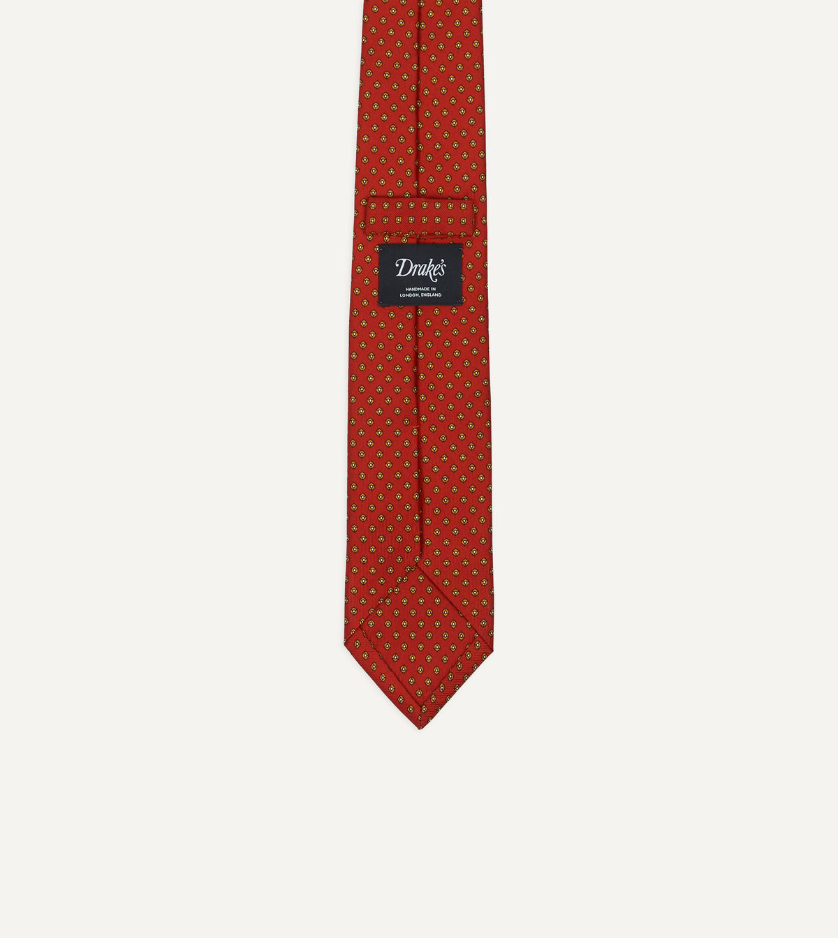 Orange Mini Flowers Tile Print Silk Self-Tipped Tie
