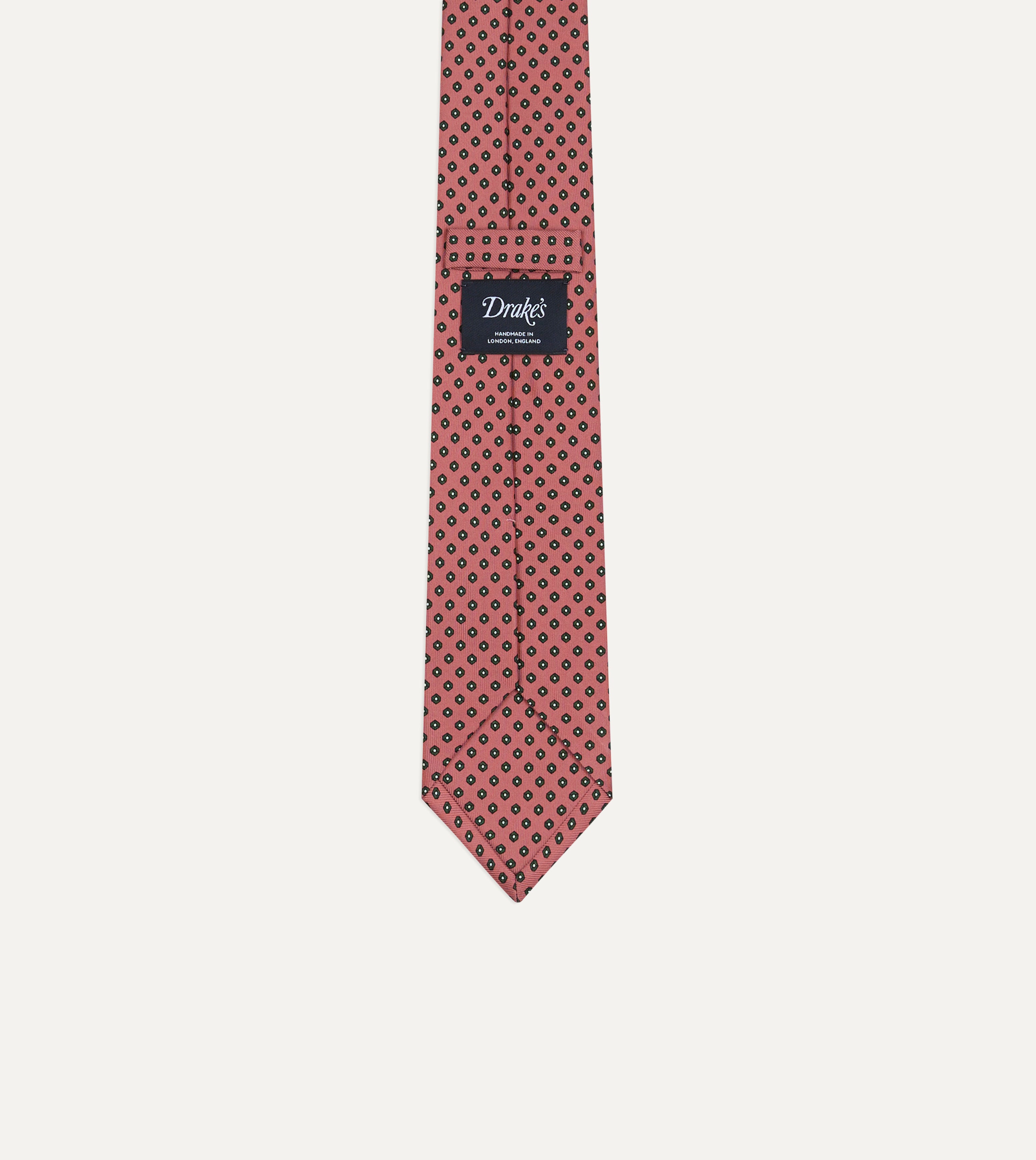 Pink Mini Flowers Tile Print Silk Self-Tipped Tie