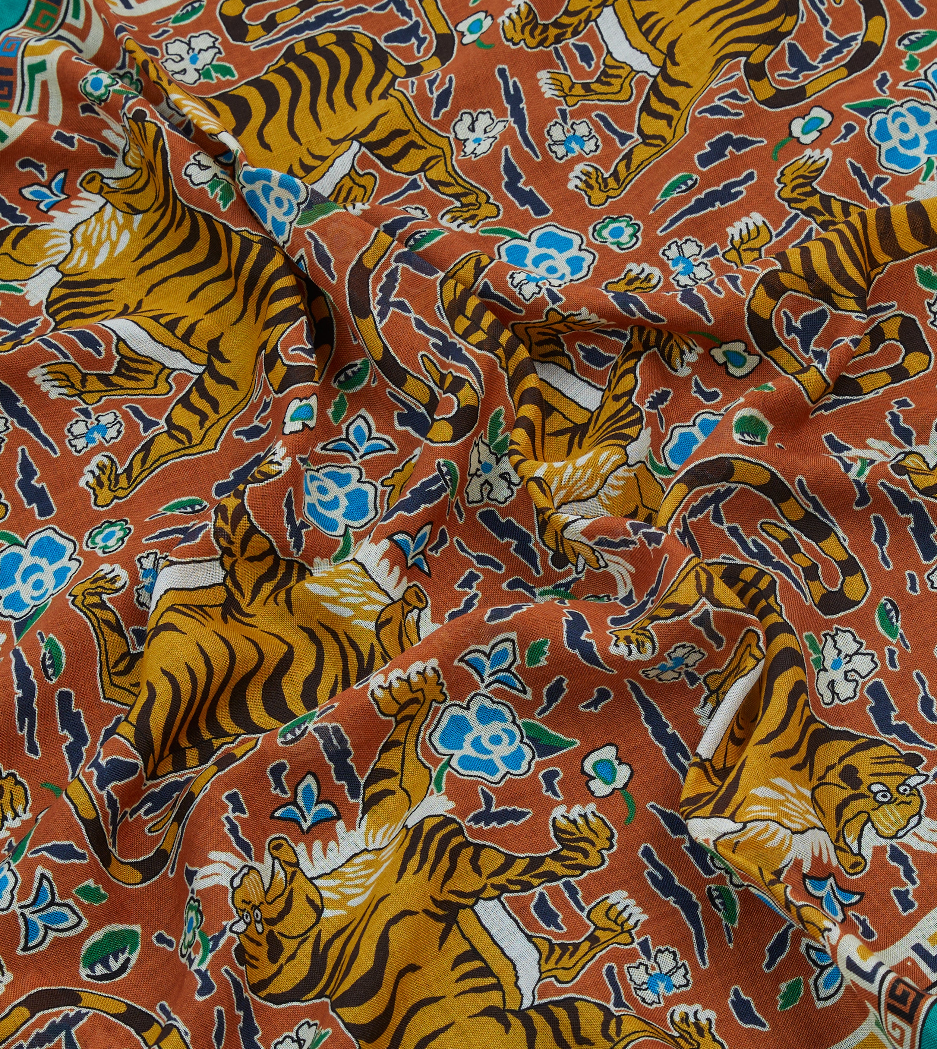 Orange Jumbo Tiger Print Wool-Silk Scarf – Drakes US