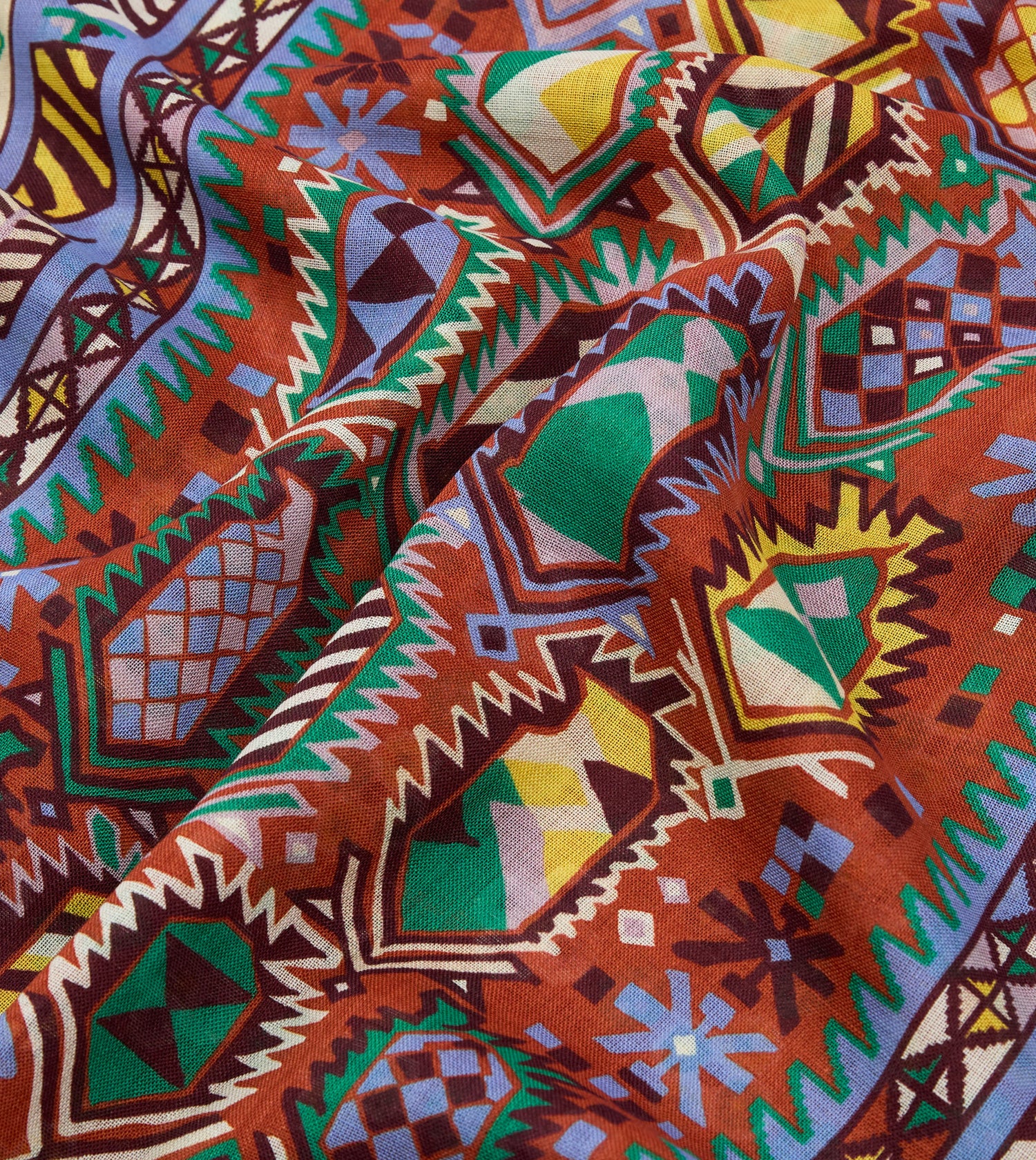 Rust Rug Print Tubular Wool-Silk Scarf