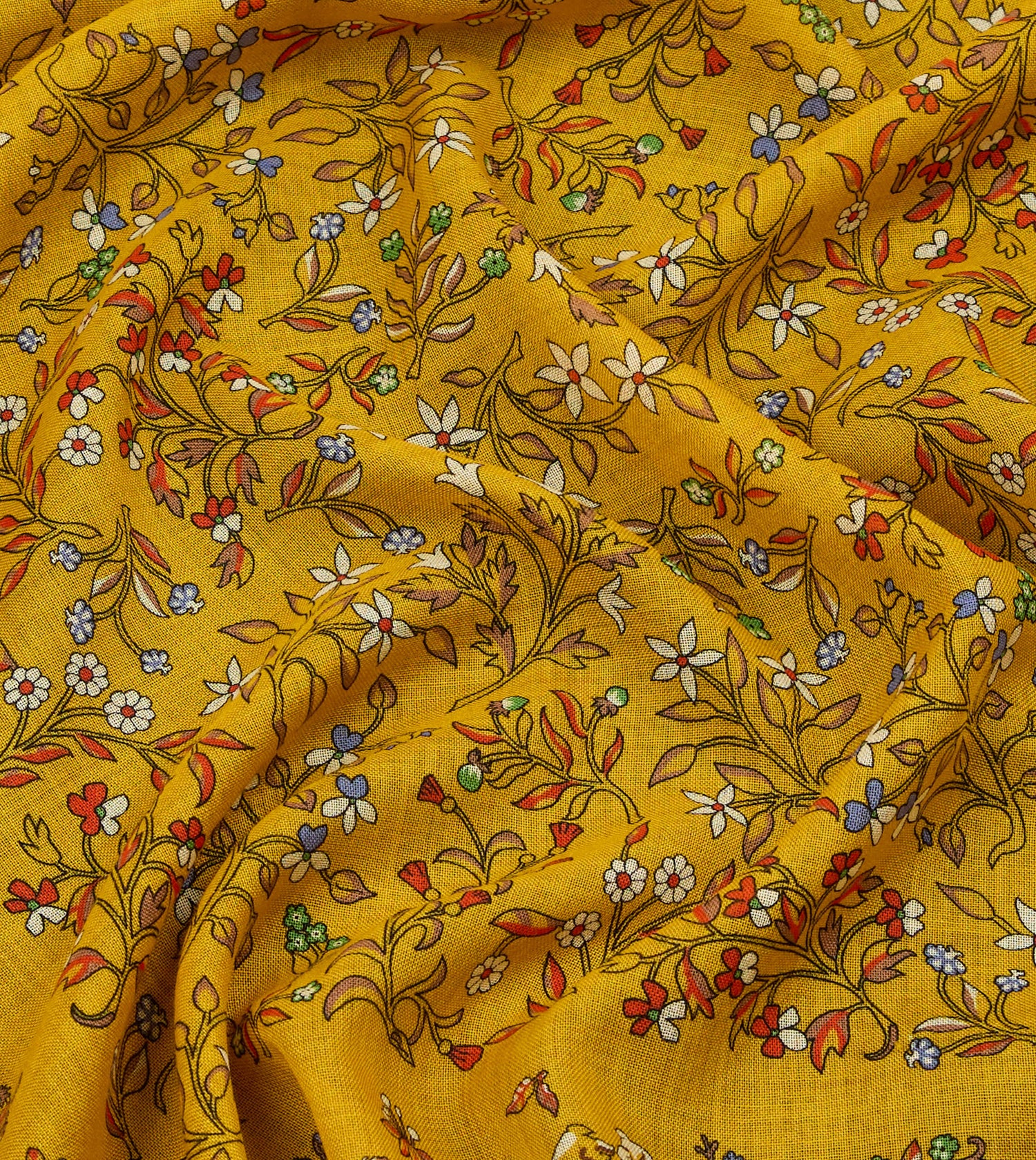 Yellow Unicorn Garden Print Tubular Wool-Silk Scarf