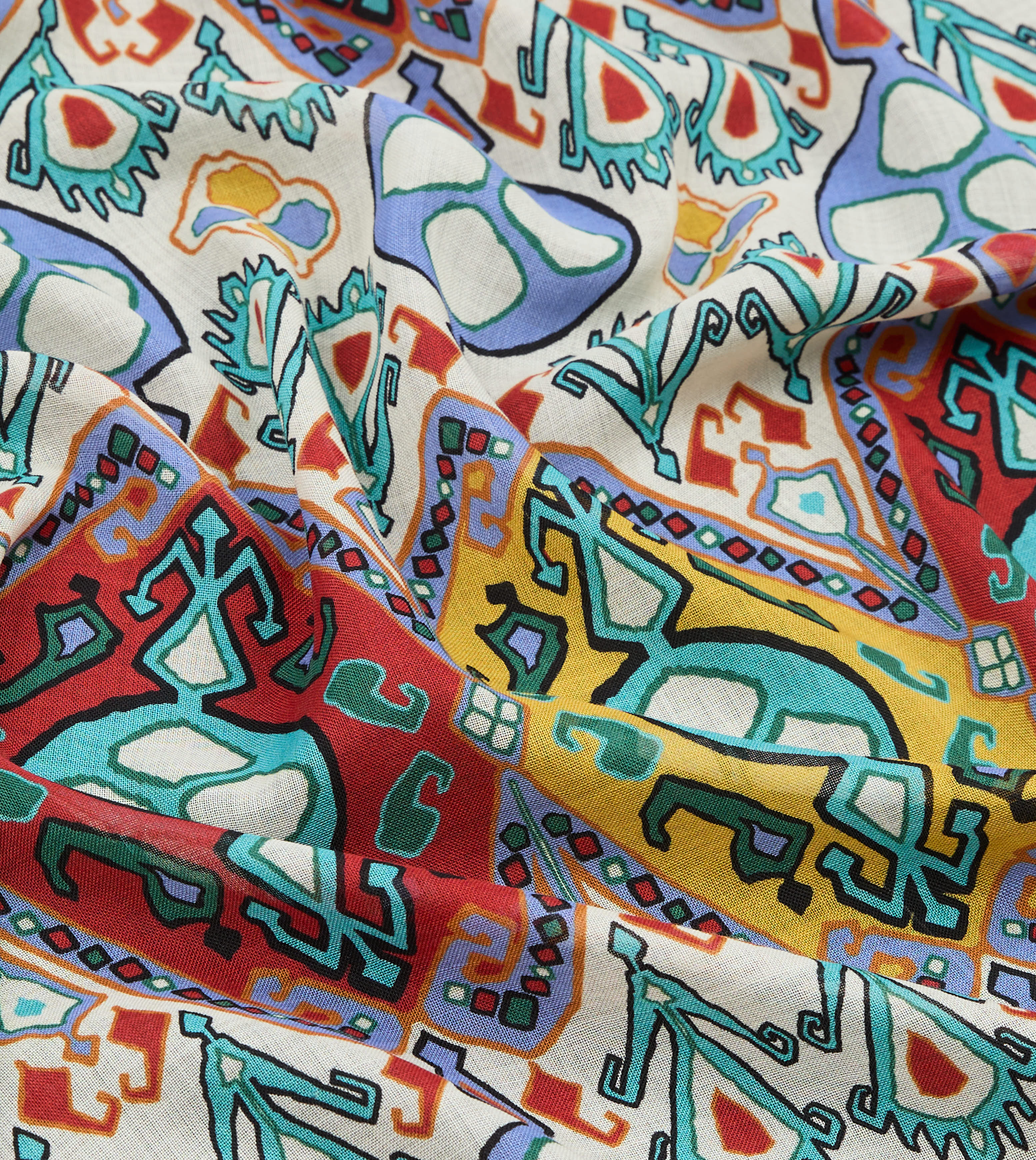 Ecru Tapestry Print Wool Silk Scarf – Drakes US