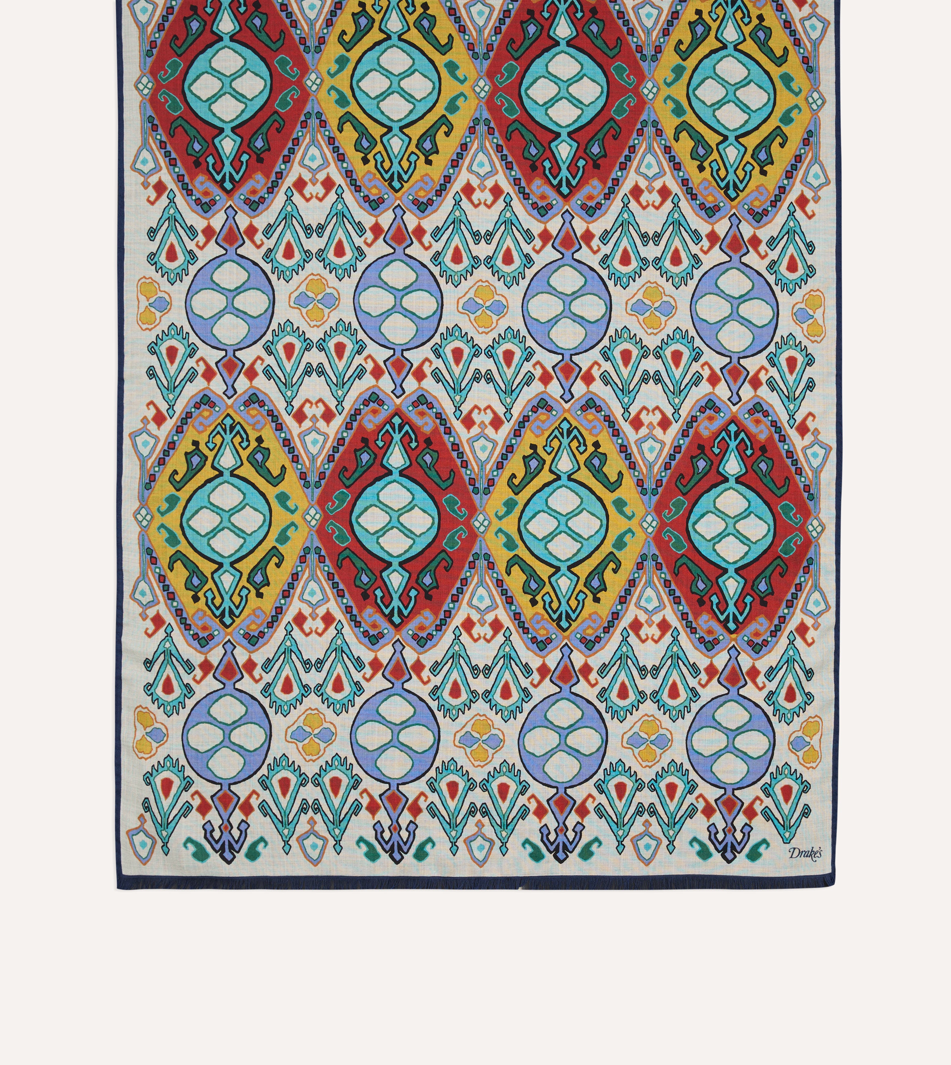 Ecru Tapestry Print Wool Silk Scarf – Drakes US