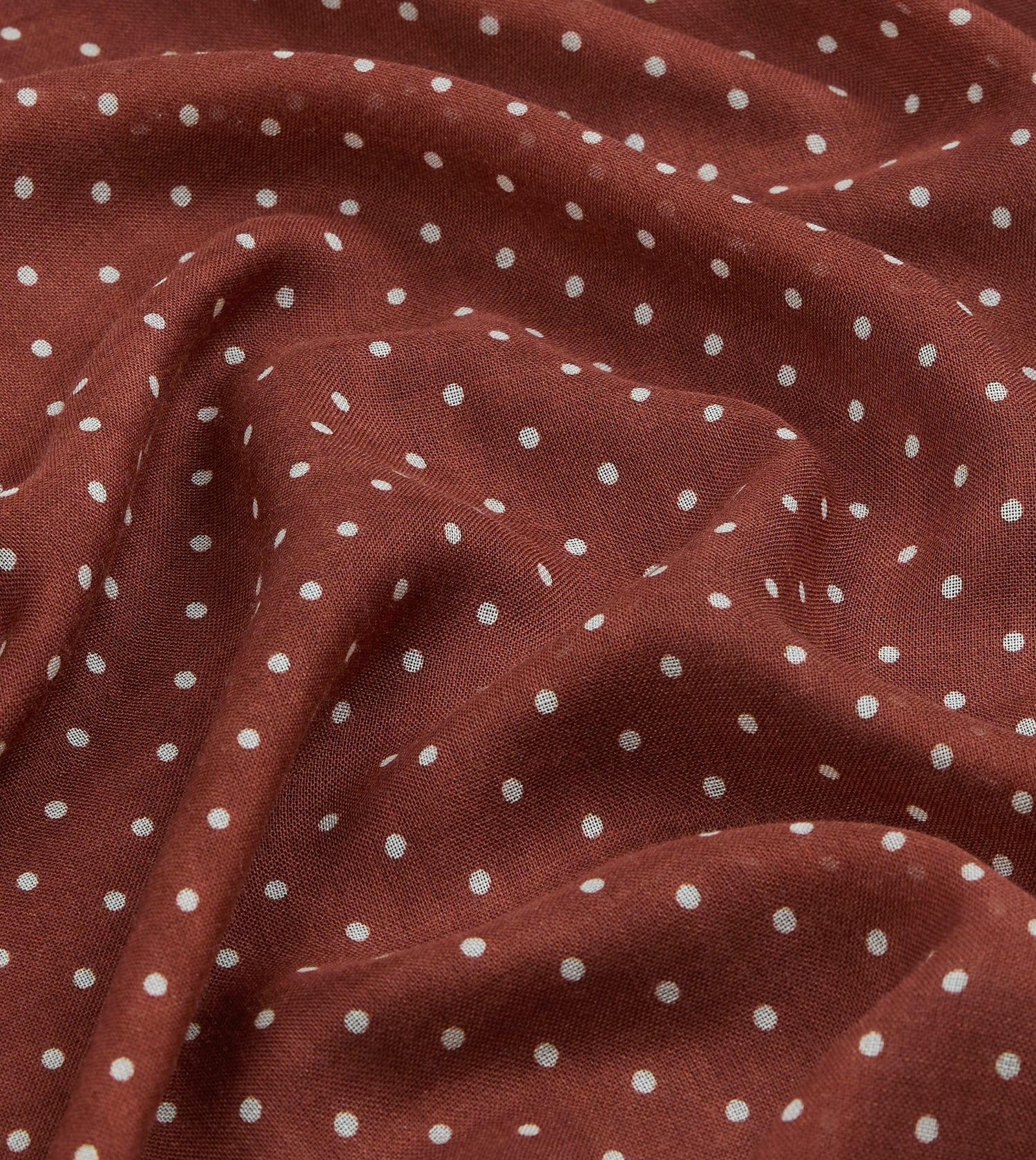 Burgundy Polka Dot Print Shoestring Wool-Silk Scarf