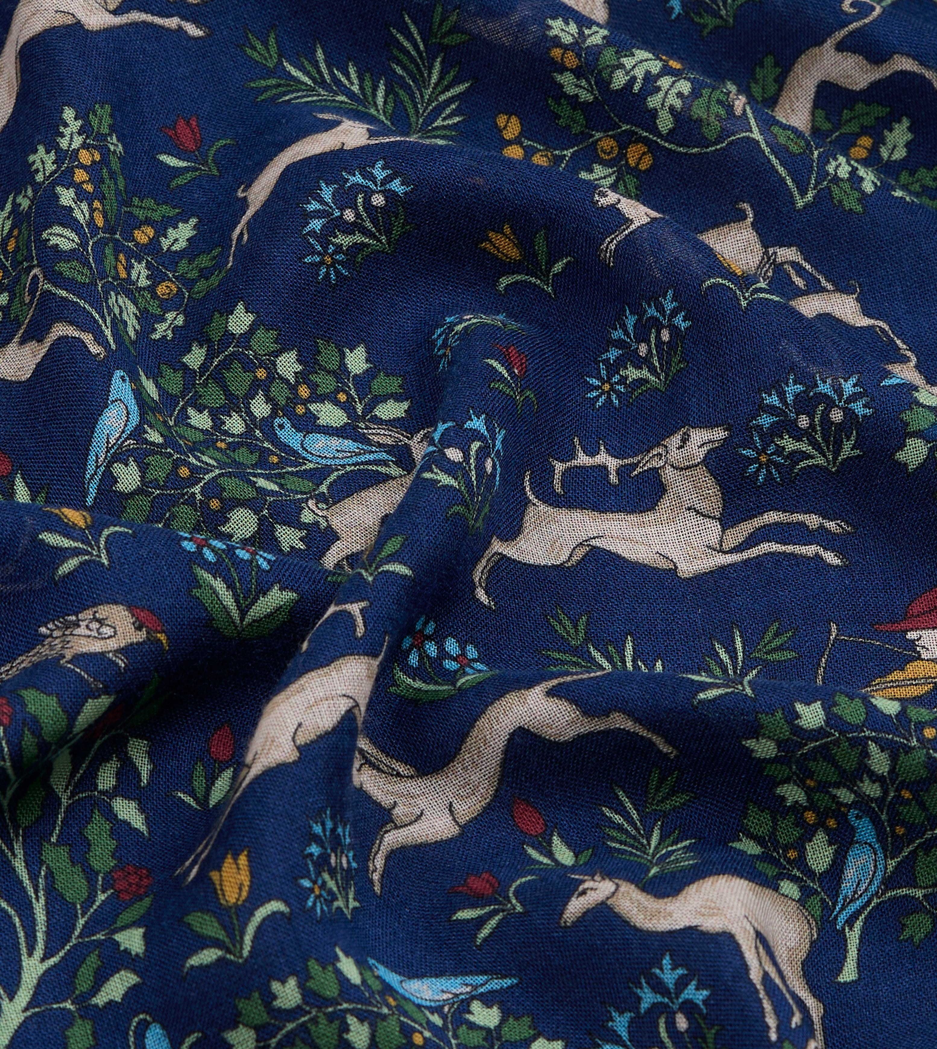 Navy Archival Animals Print Wool-Silk Scarf – Drakes US
