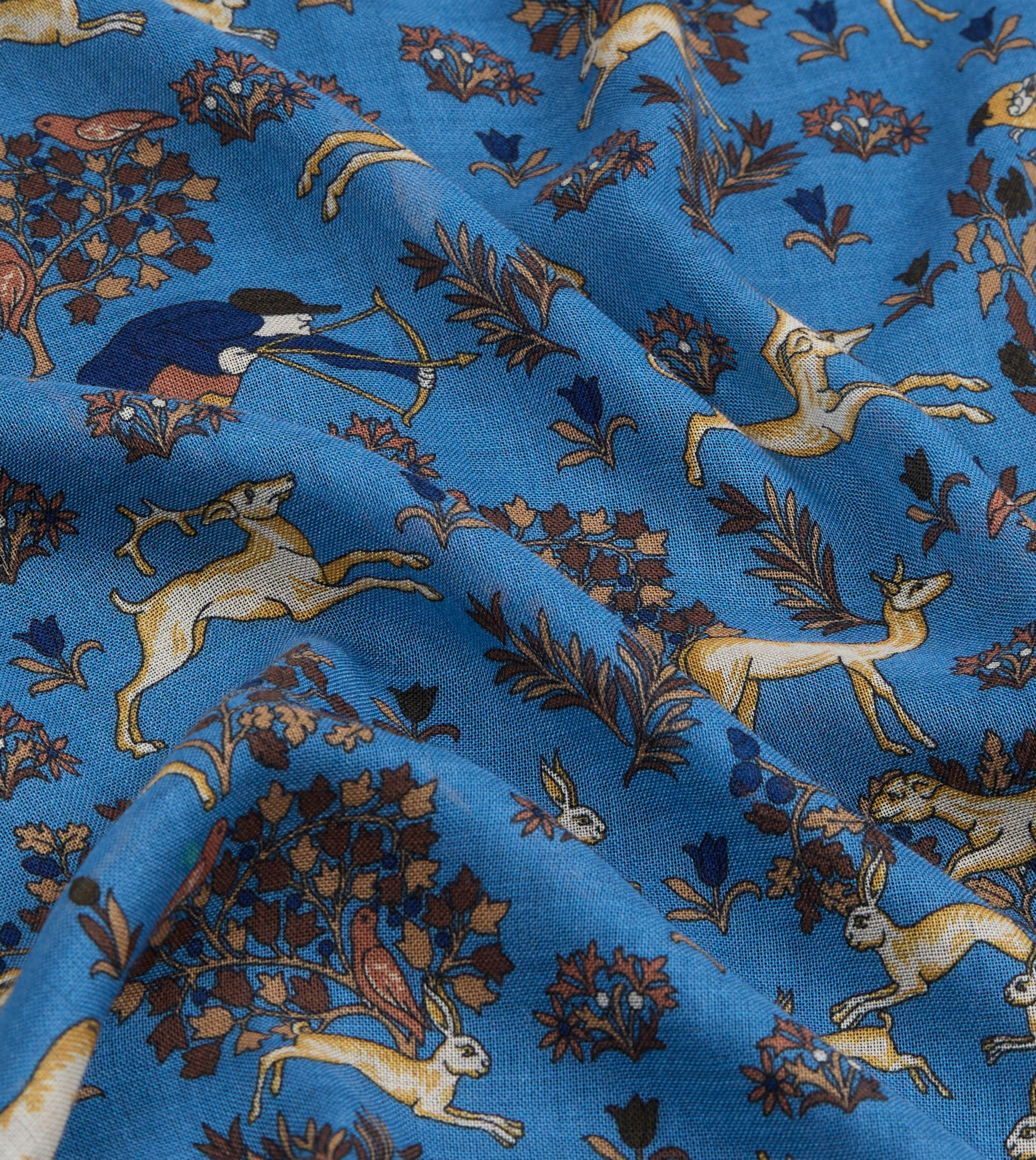 Blue Archival Animals Print Wool-Silk Scarf – Drakes US