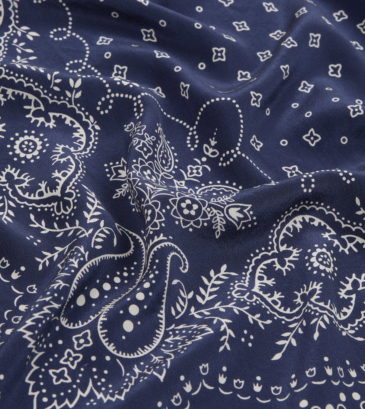 Navy Bandana Print Silk Scarf