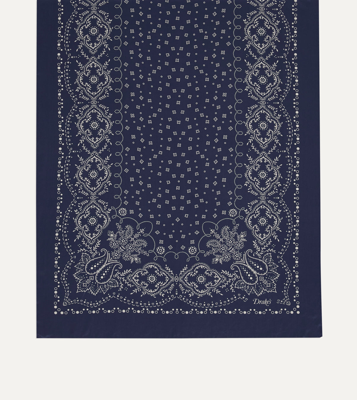 Navy Bandana Print Silk Scarf