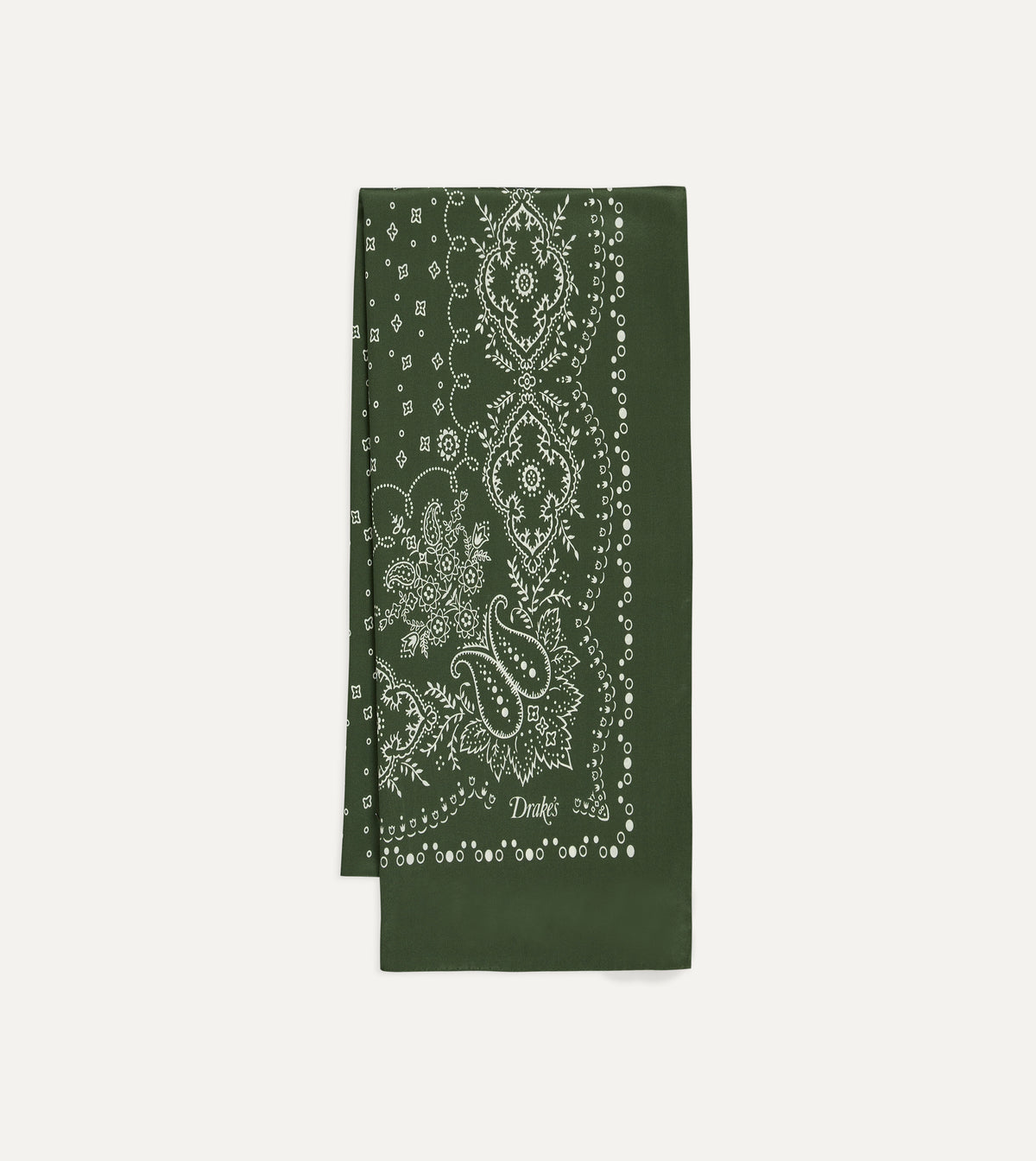 Green Bandana Print Silk Scarf