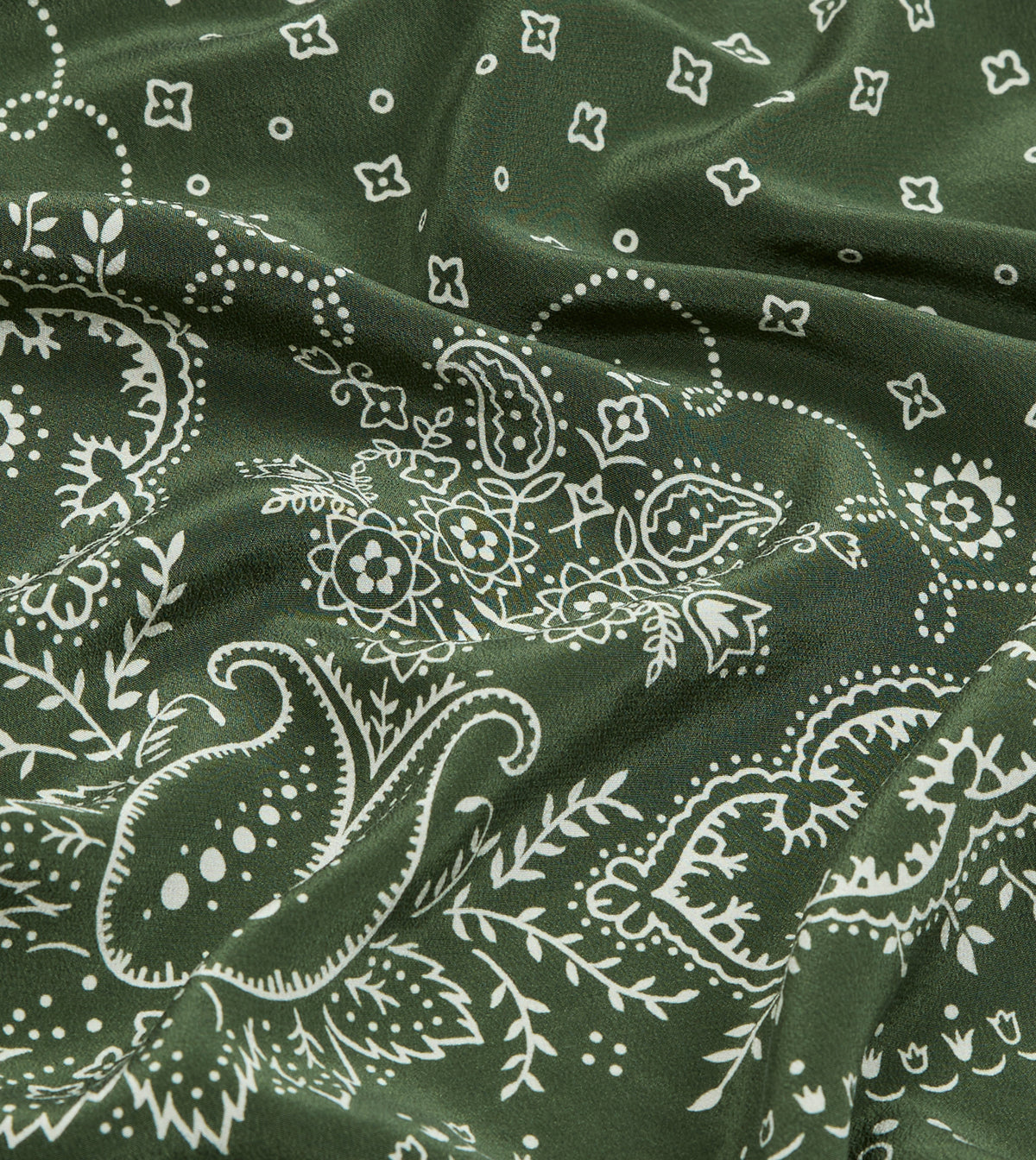 Green Bandana Print Silk Scarf