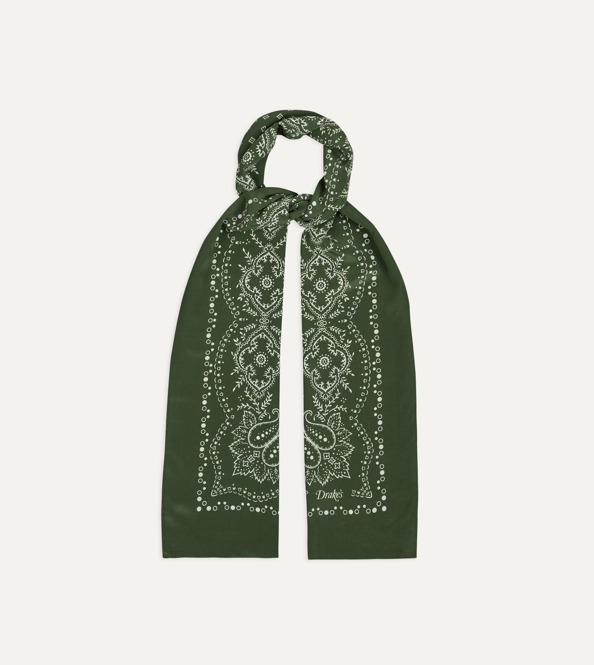 Green Bandana Print Silk Scarf