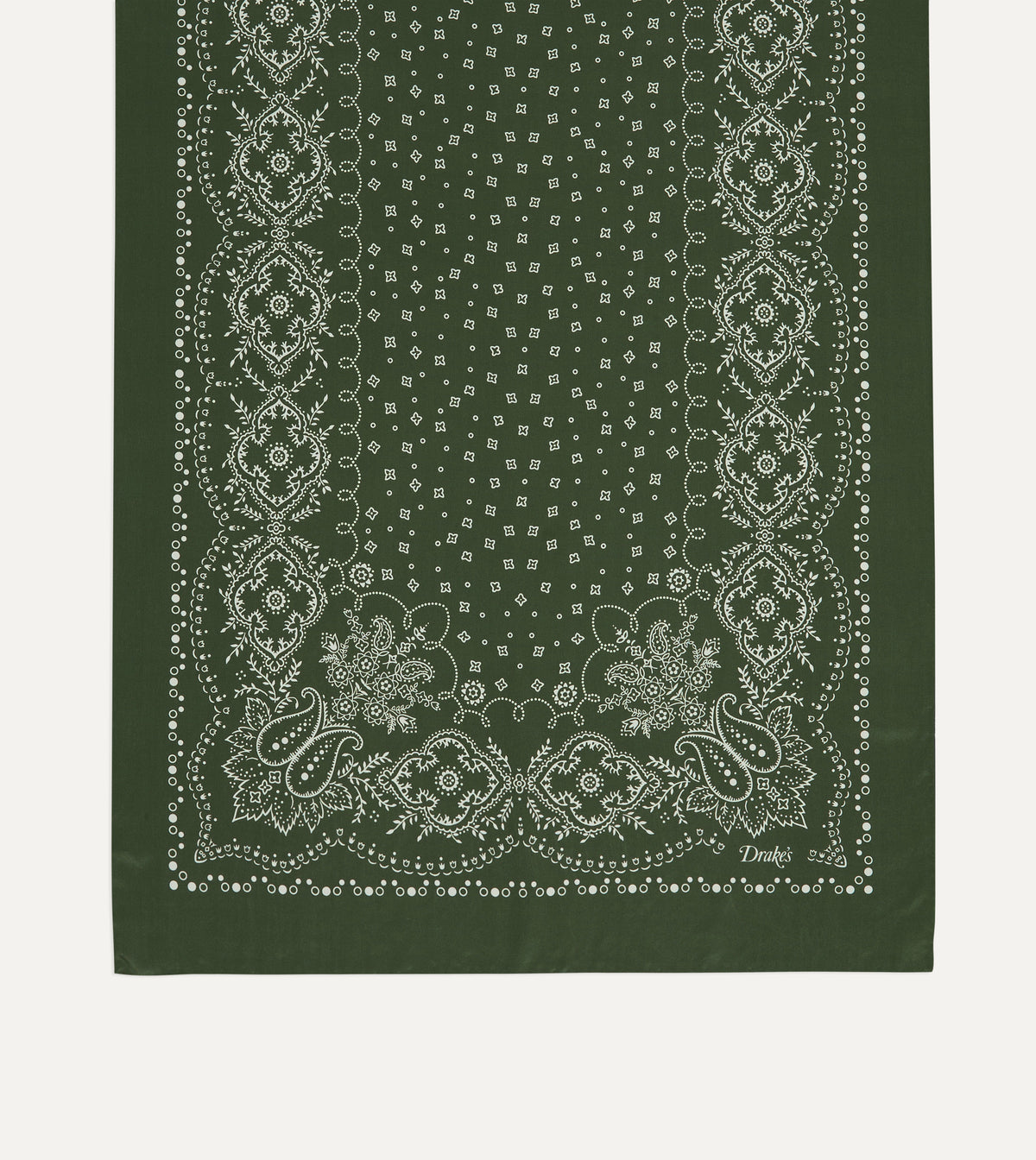 Green Bandana Print Silk Scarf