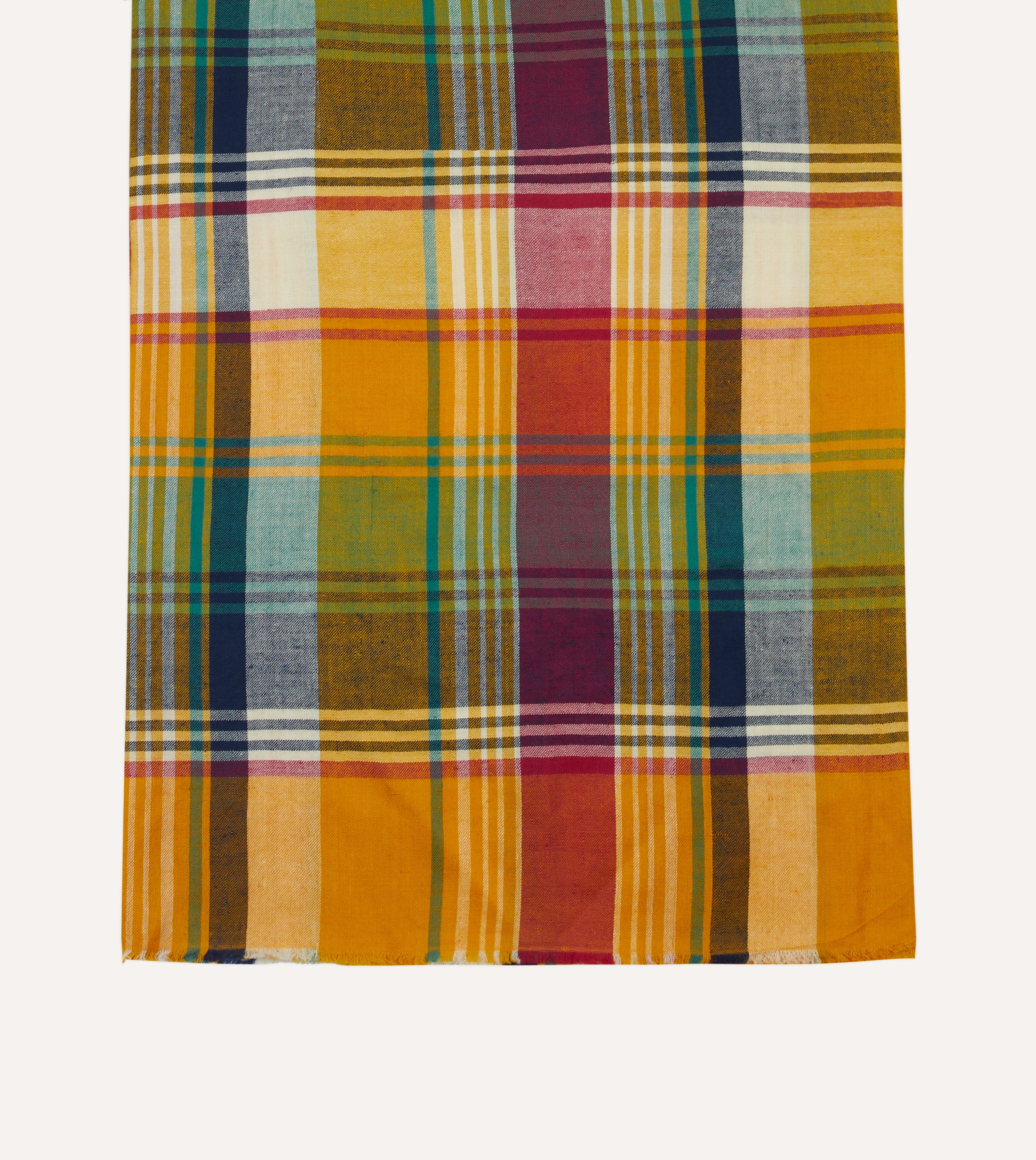 Yellow Madras Check Cashmere Scarf – Drakes US