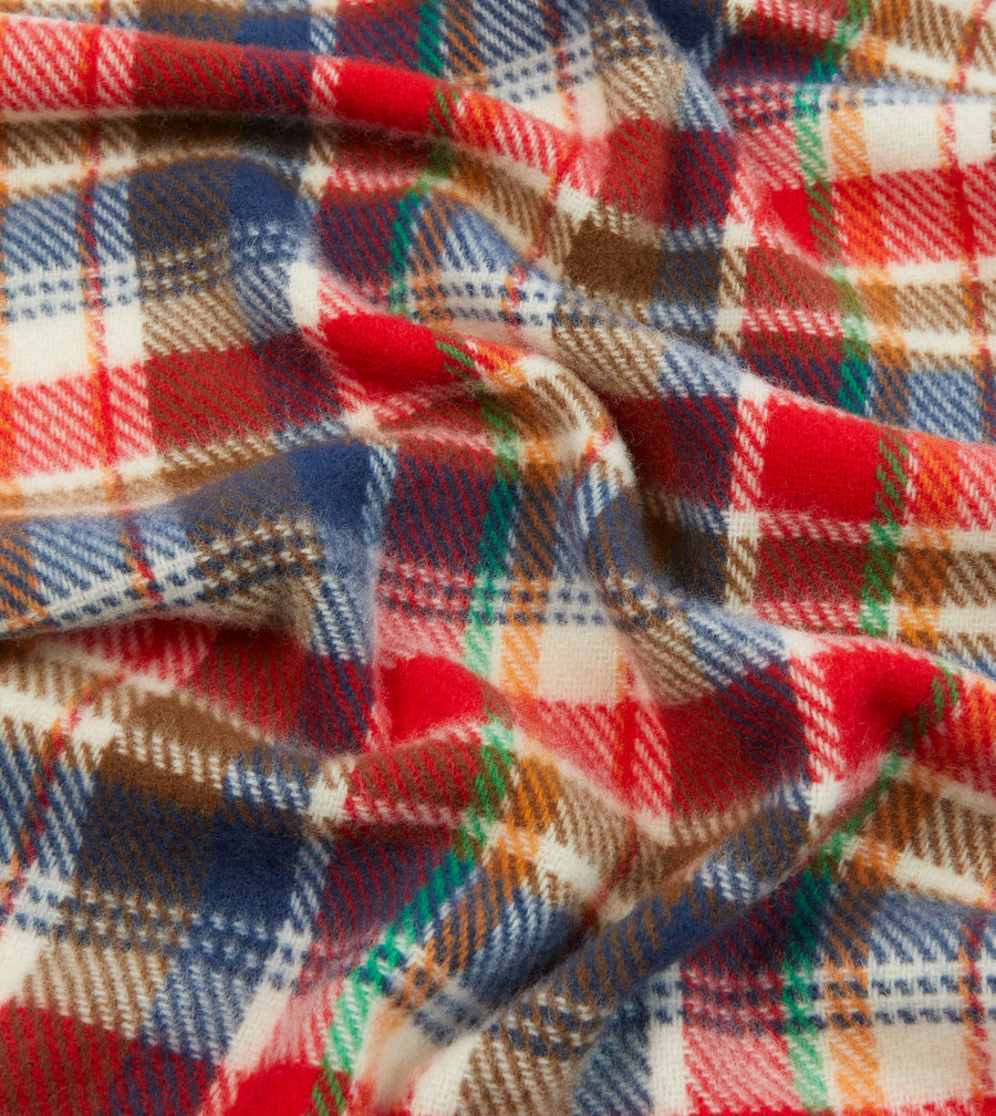 Red Multi Tartan Check Wool Scarf