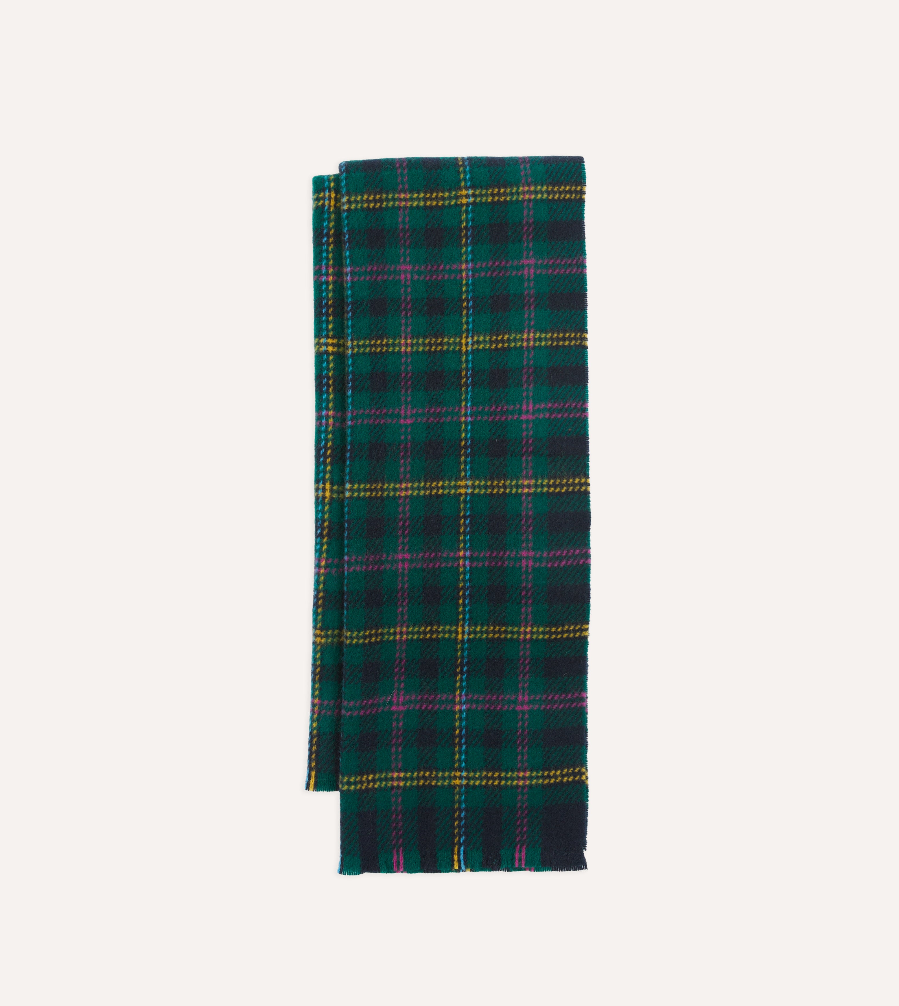 Drake's Scotland green fashion wool scarf 68x14.5