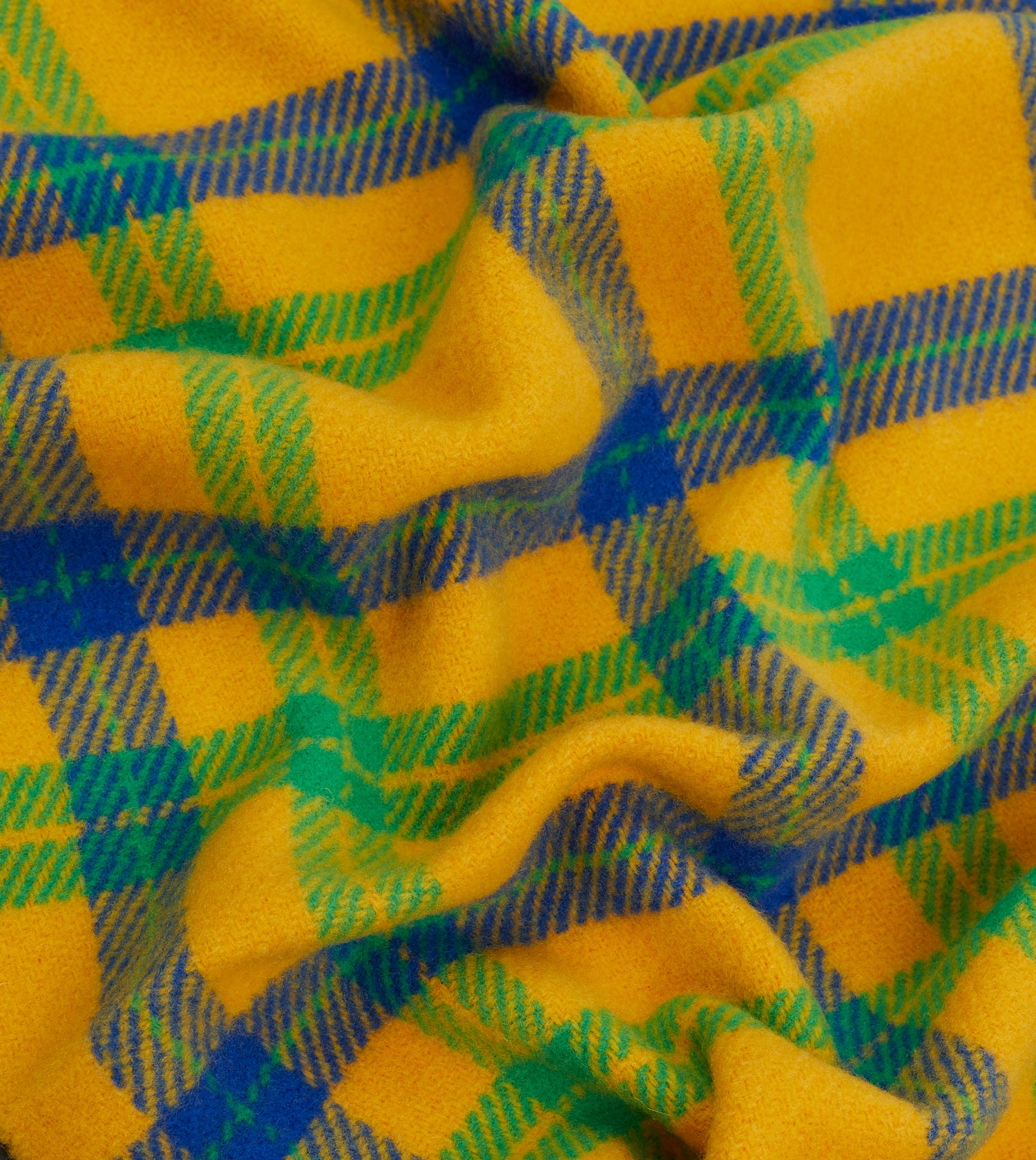 Yellow, Blue and Green Tartan Check Wool Scarf