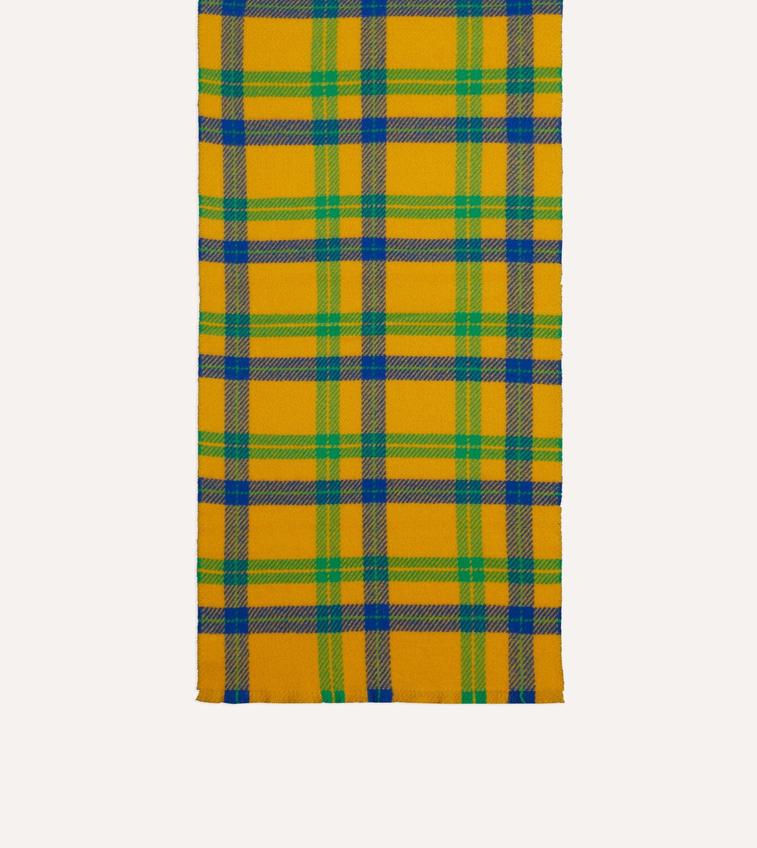 Yellow, Blue and Green Tartan Check Wool Scarf