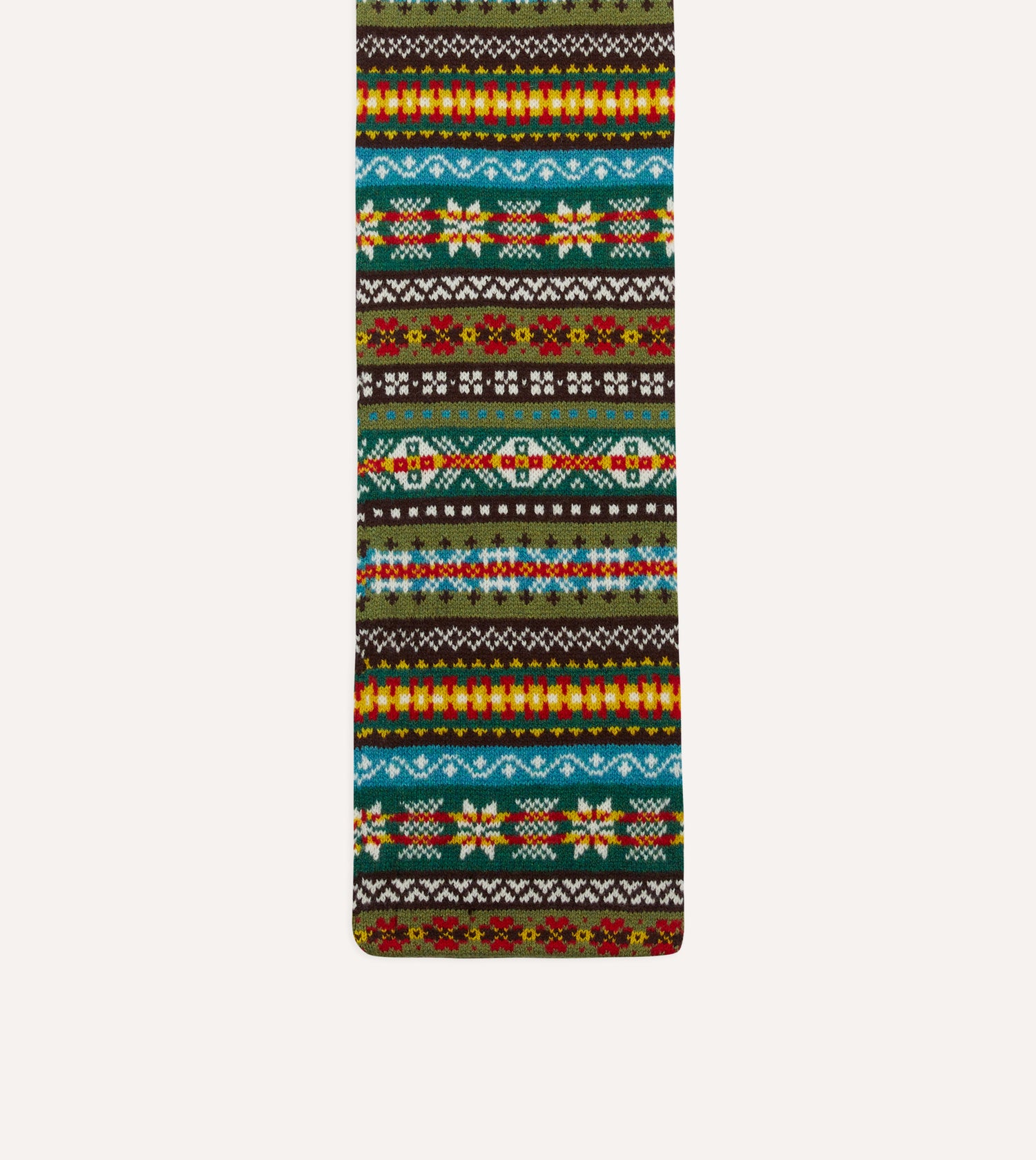 Green Fair Isle Lambswool Scarf