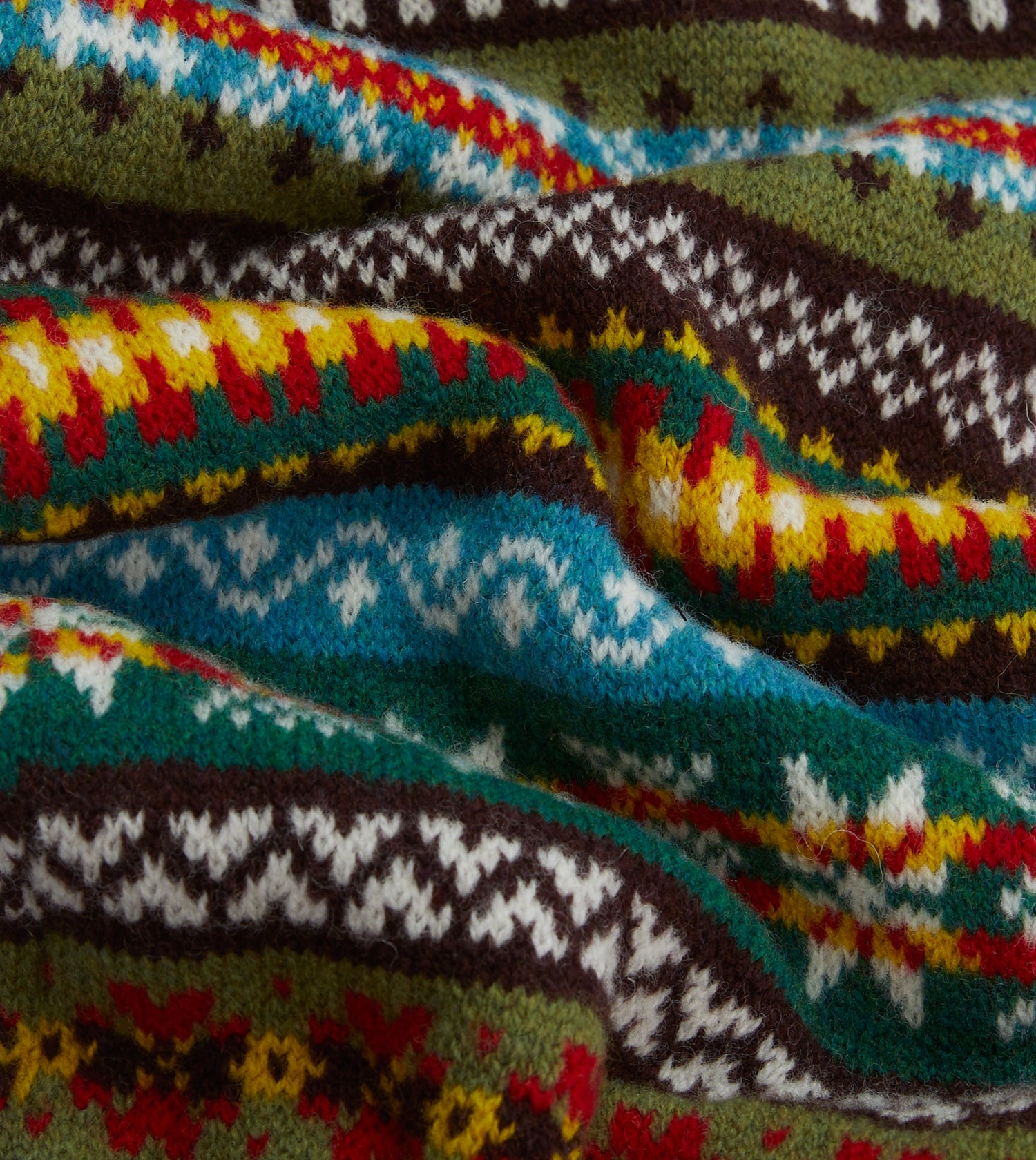 Green Fair Isle Lambswool Scarf