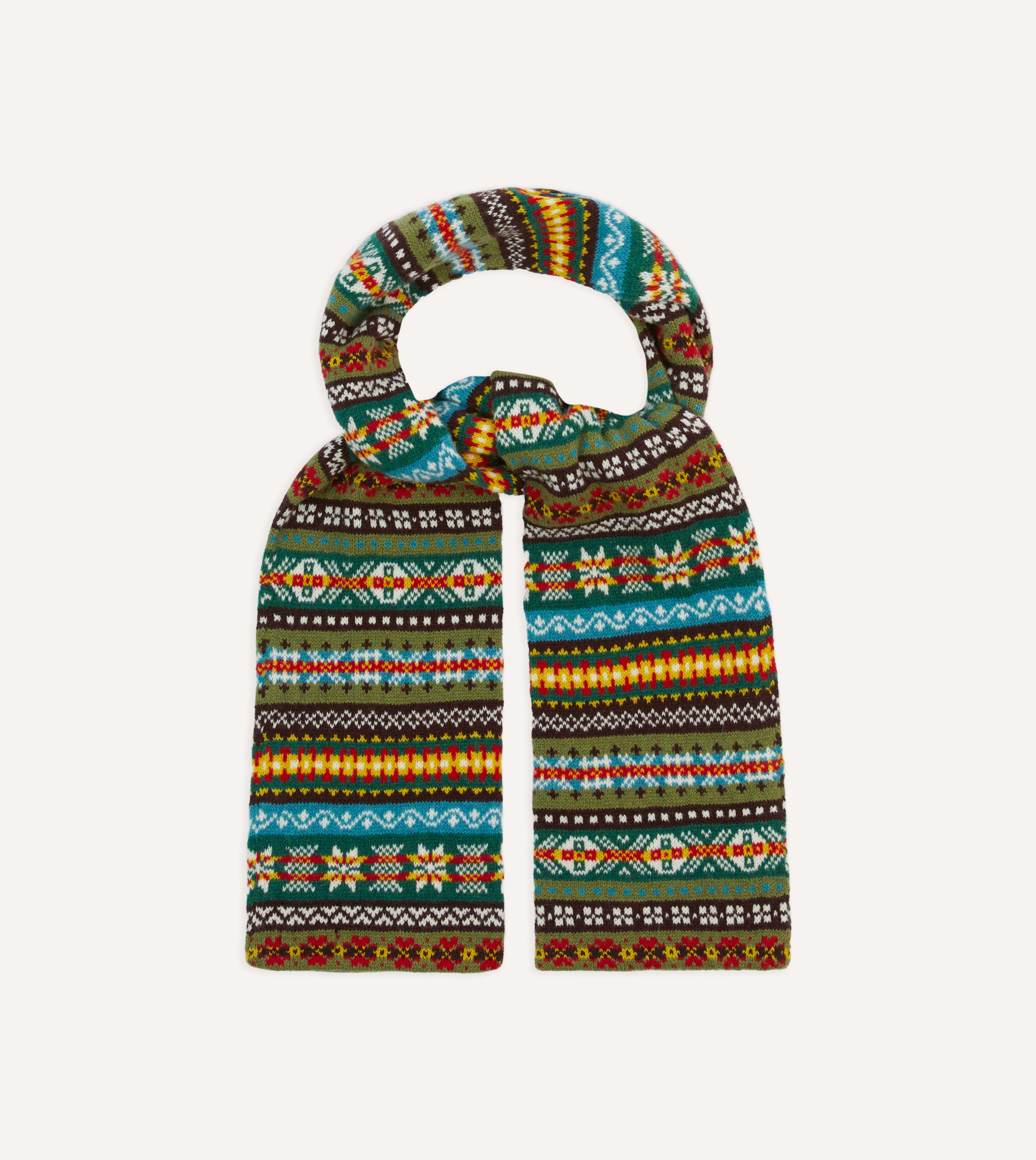 Green Fair Isle Lambswool Scarf