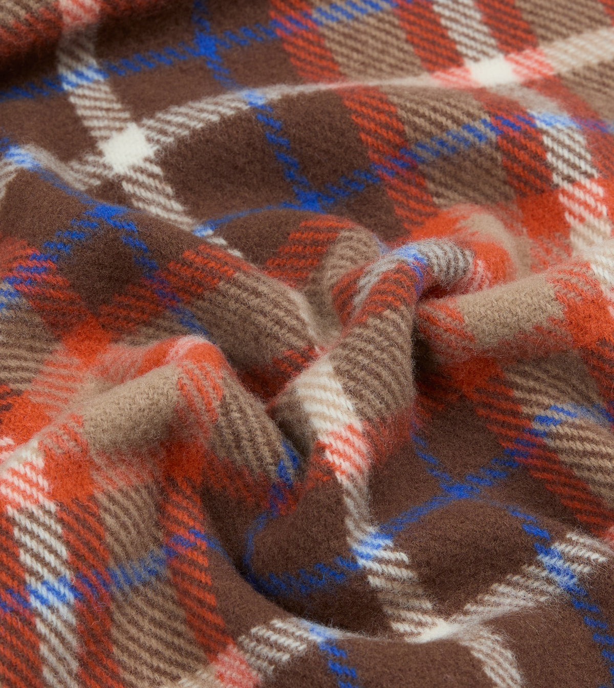 Brown and Red Check Wool Scarf