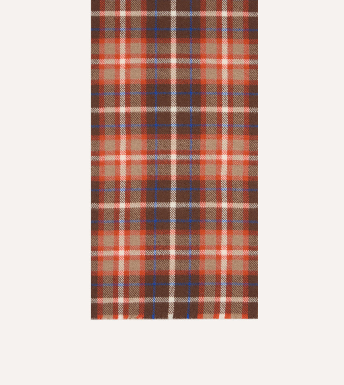 Brown and Red Check Wool Scarf