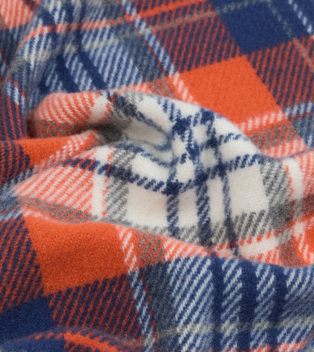 Orange and Blue Check Wool Scarf