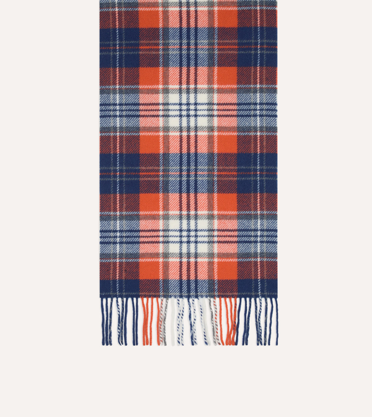Orange and Blue Check Wool Scarf