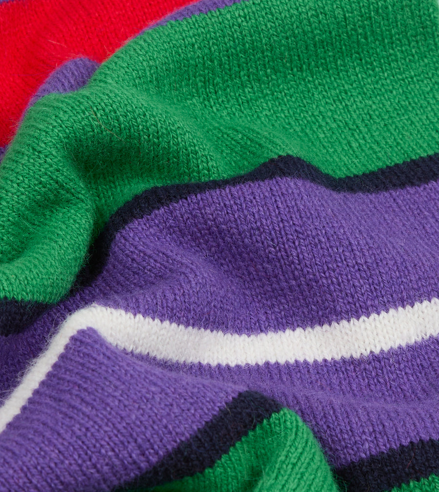 Green, Red and Purple Stripe Geelongora Tubular Scarf
