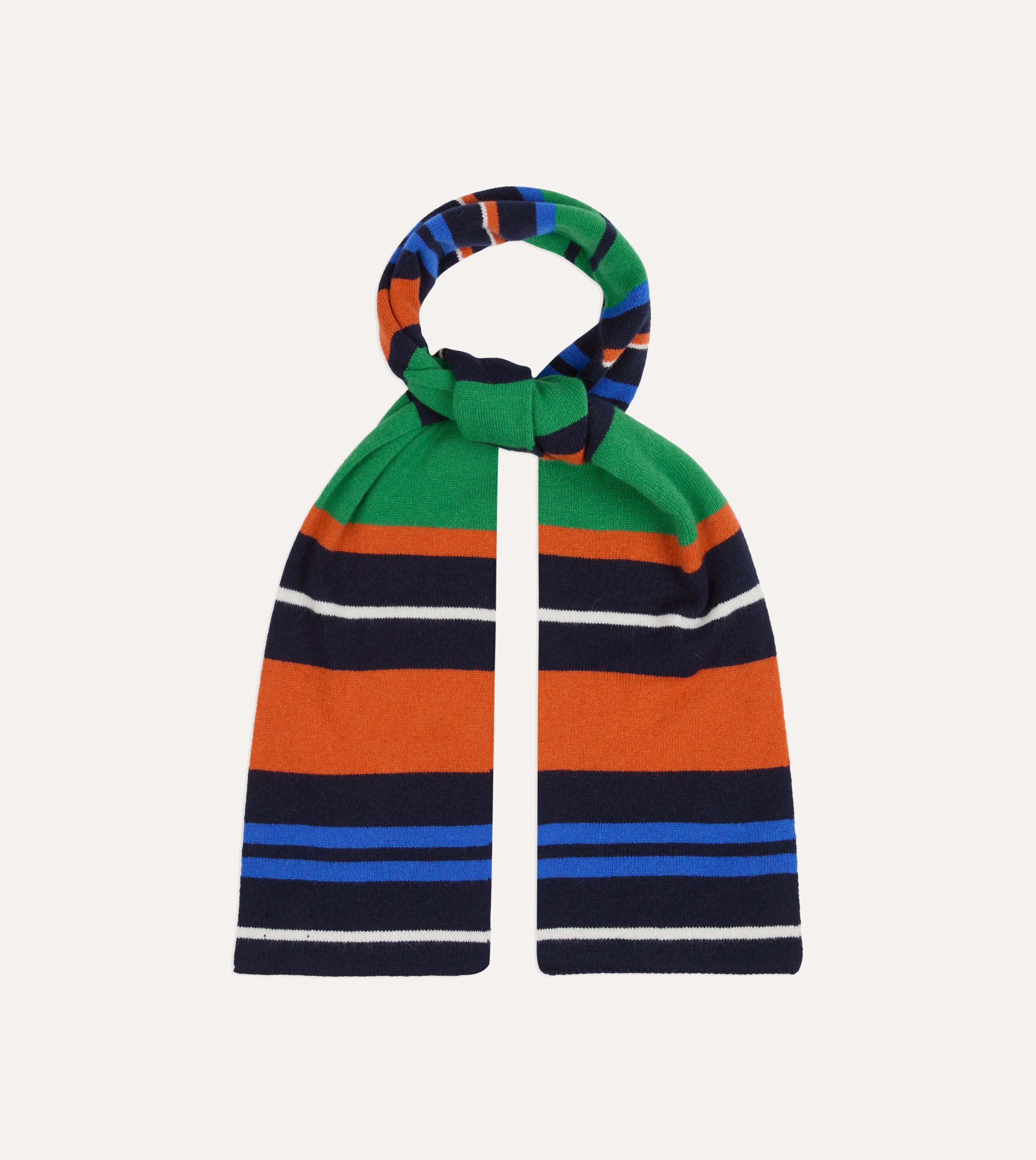 Navy, Orange and Green Stripe Geelongora Tubular Scarf