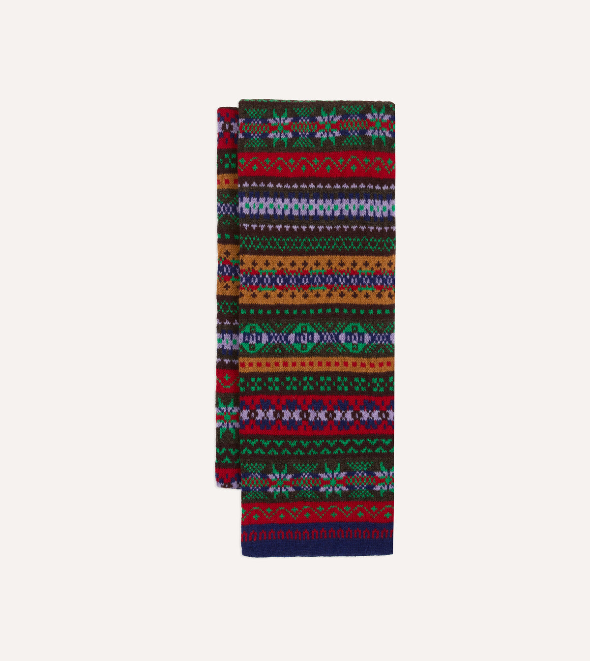 Brown Fair Isle Lambswool Scarf