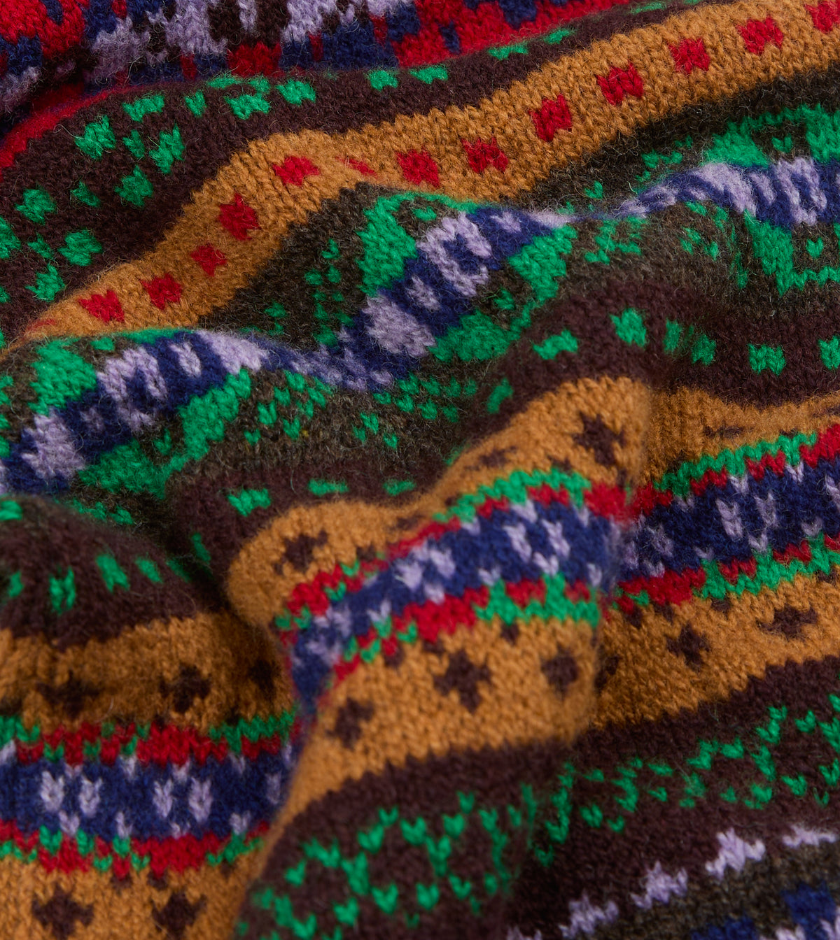 Brown Fair Isle Lambswool Scarf