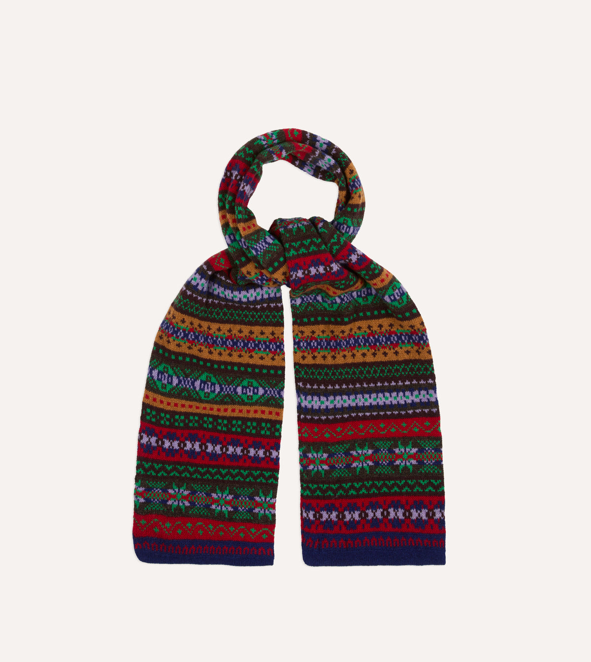 Brown Fair Isle Lambswool Scarf