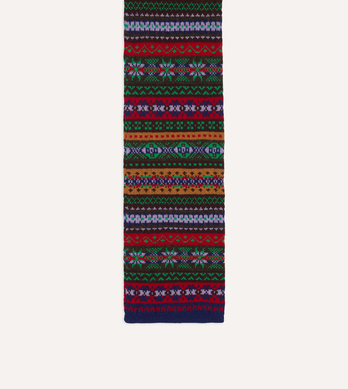 Brown Fair Isle Lambswool Scarf