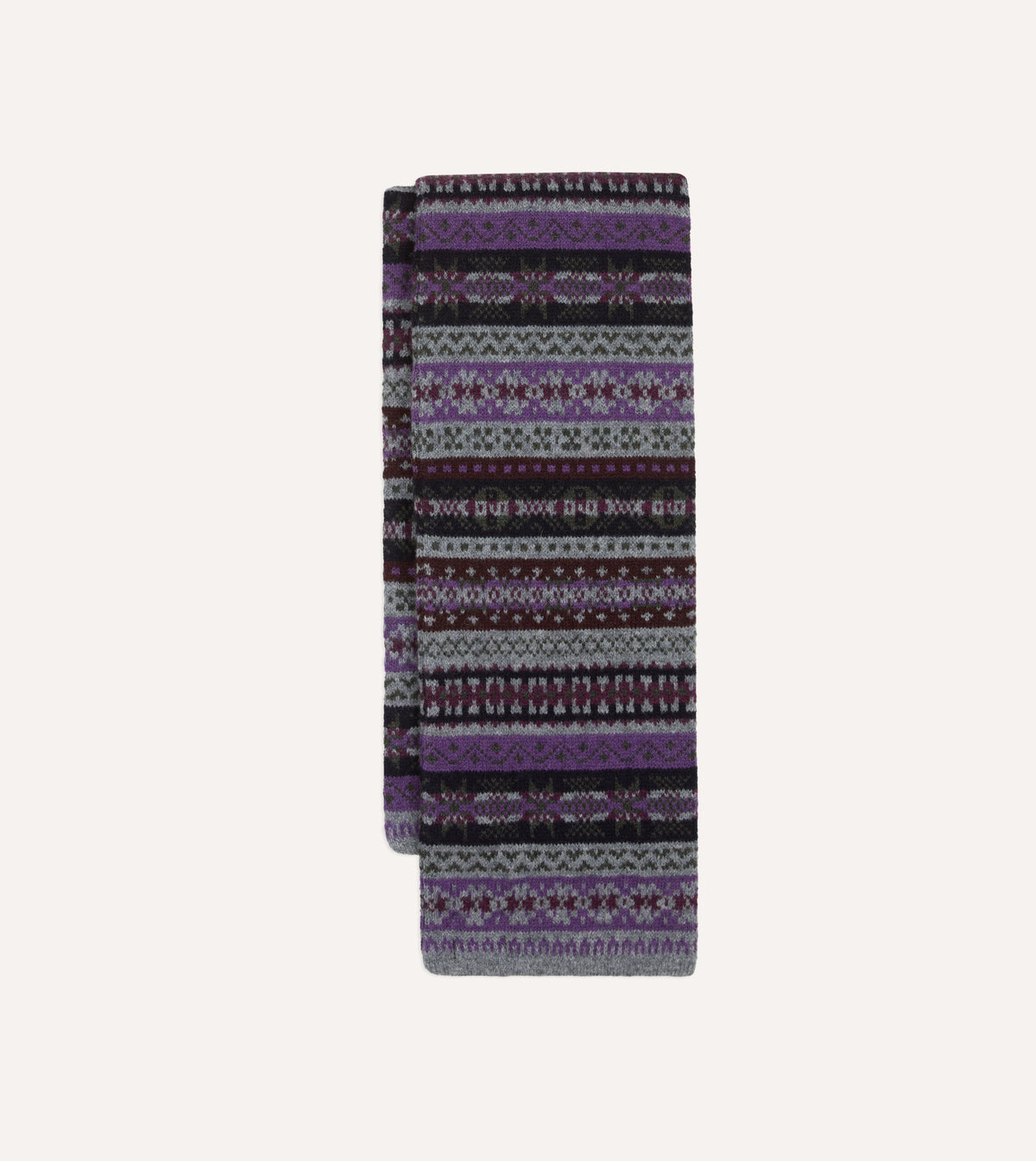 Grey Fair Isle Lambswool Scarf