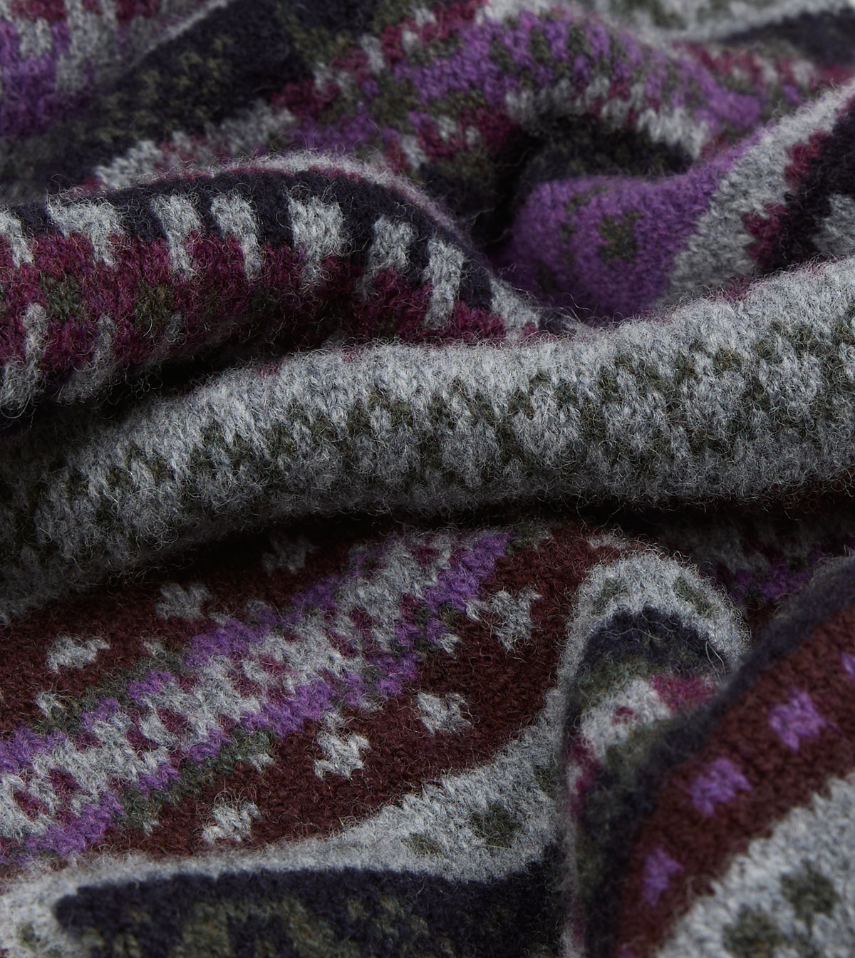 Grey Fair Isle Lambswool Scarf
