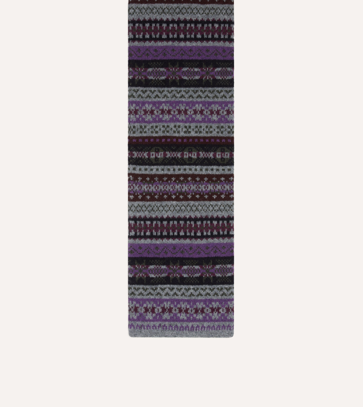 Grey Fair Isle Lambswool Scarf