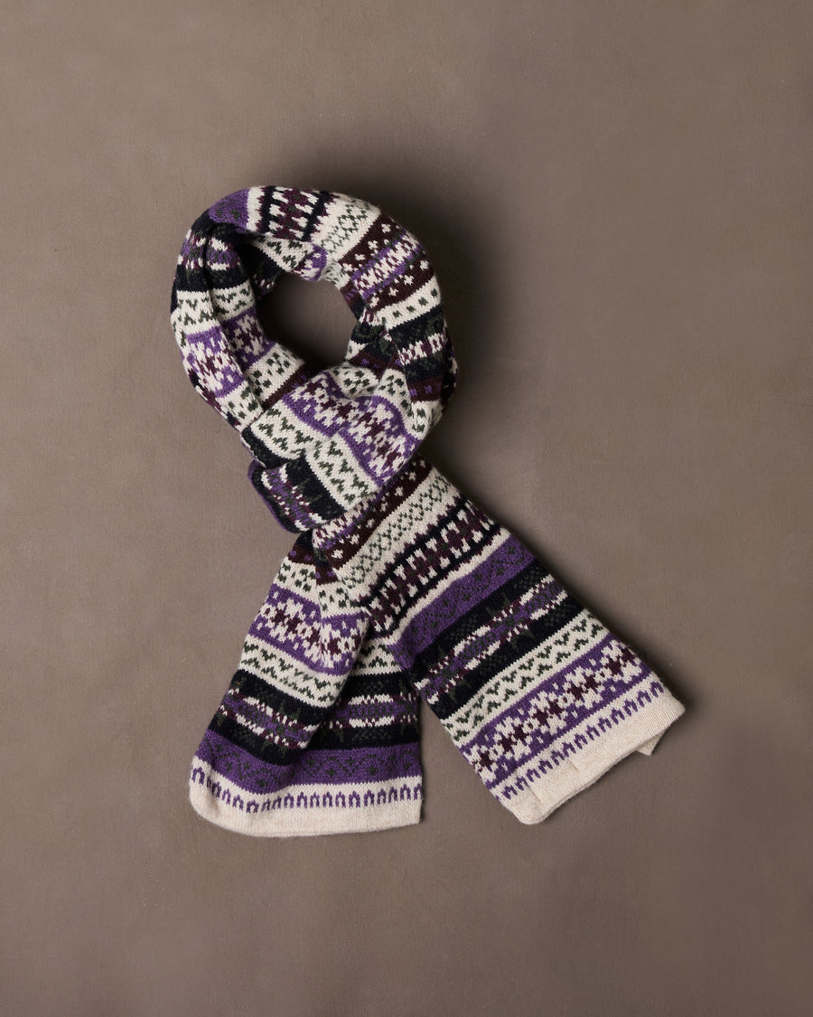 Grey Fair Isle Lambswool Scarf
