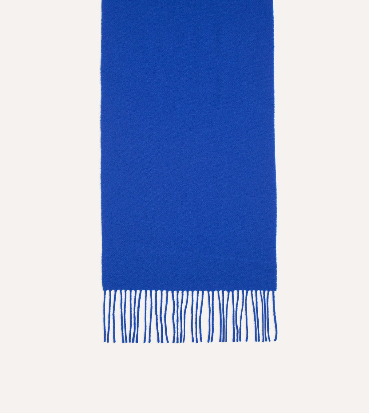 Blue Solid Wool Fringed Scarf
