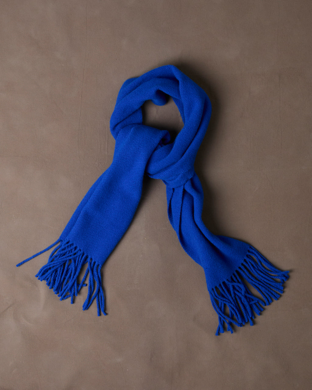 Blue Solid Wool Fringed Scarf – Drakes US
