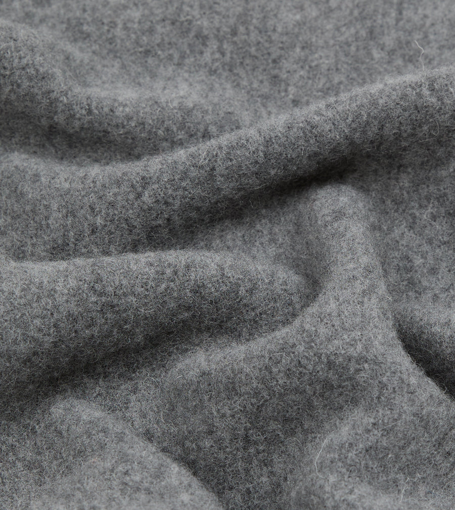 Grey Solid Wool Fringed Scarf
