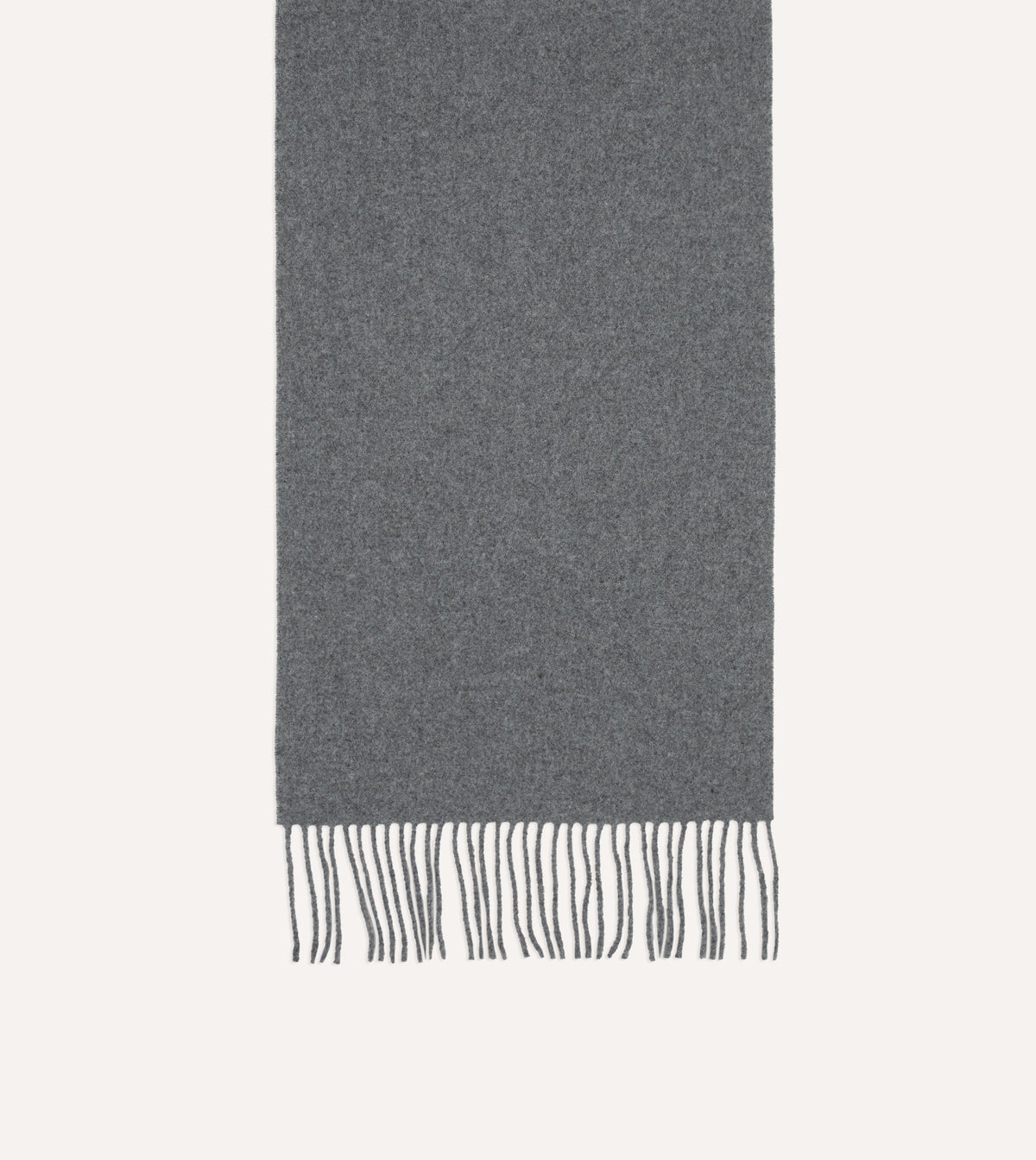 Grey Solid Wool Fringed Scarf